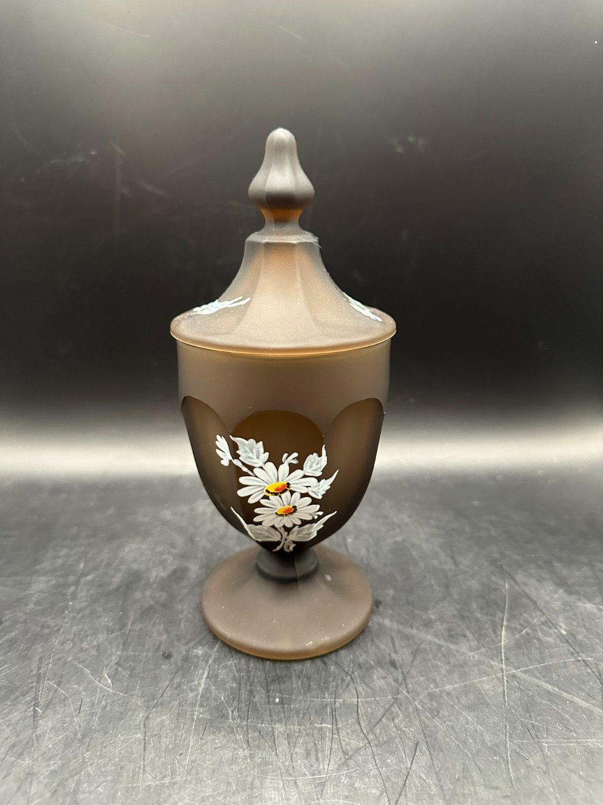 Westmoreland Brown Satin w/ Hand Painted Daisy Pattern
