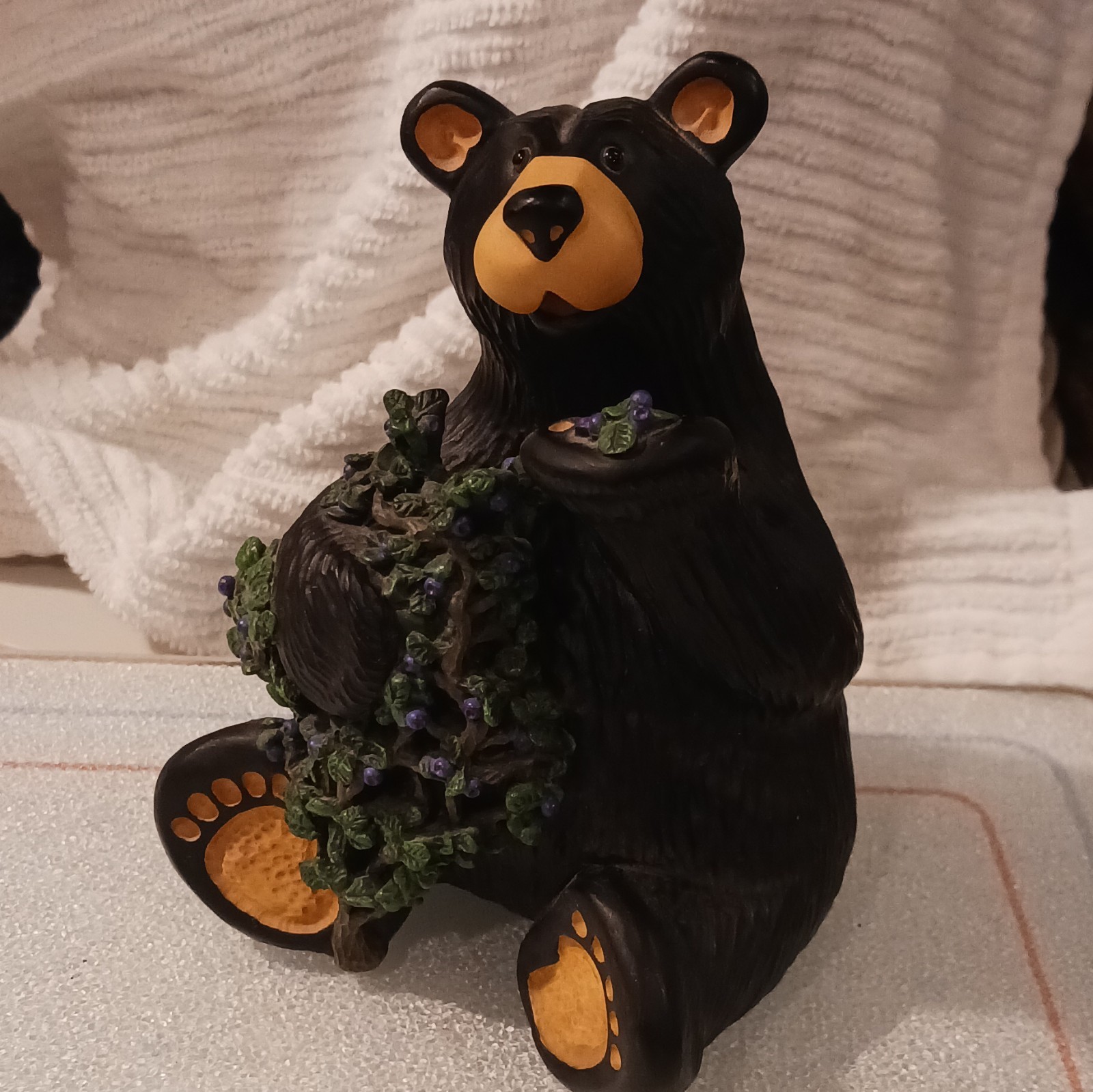 BearFoots Bears “Berry” Jeff Fleming Painted Resin Black Bear Figurine