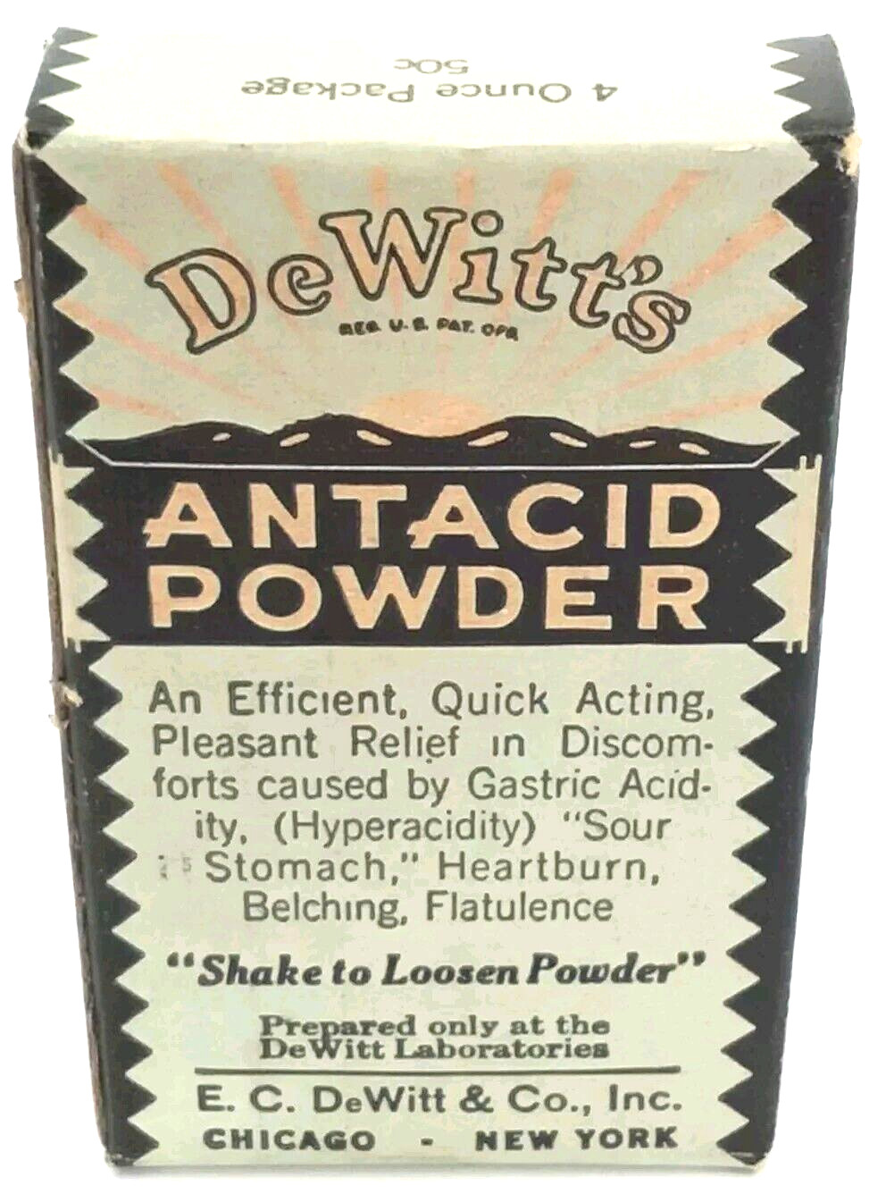 Antique 1930s Advertising DeWitt\'s Antacid Powder In Original Box Chicago IL