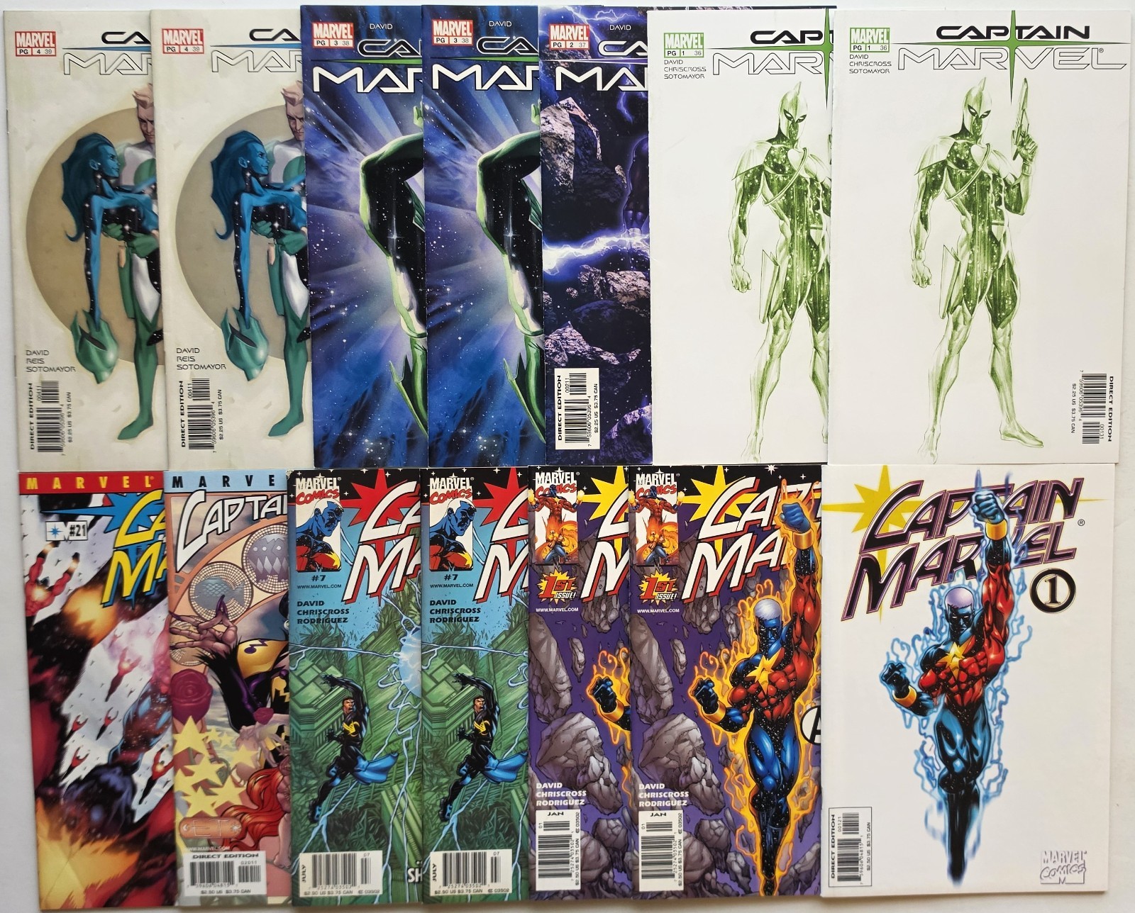 CAPTAIN MARVEL Vol.4 & 5 #1 2 3 4 Lot 14 Comics 1999-2002 Variants & Keys