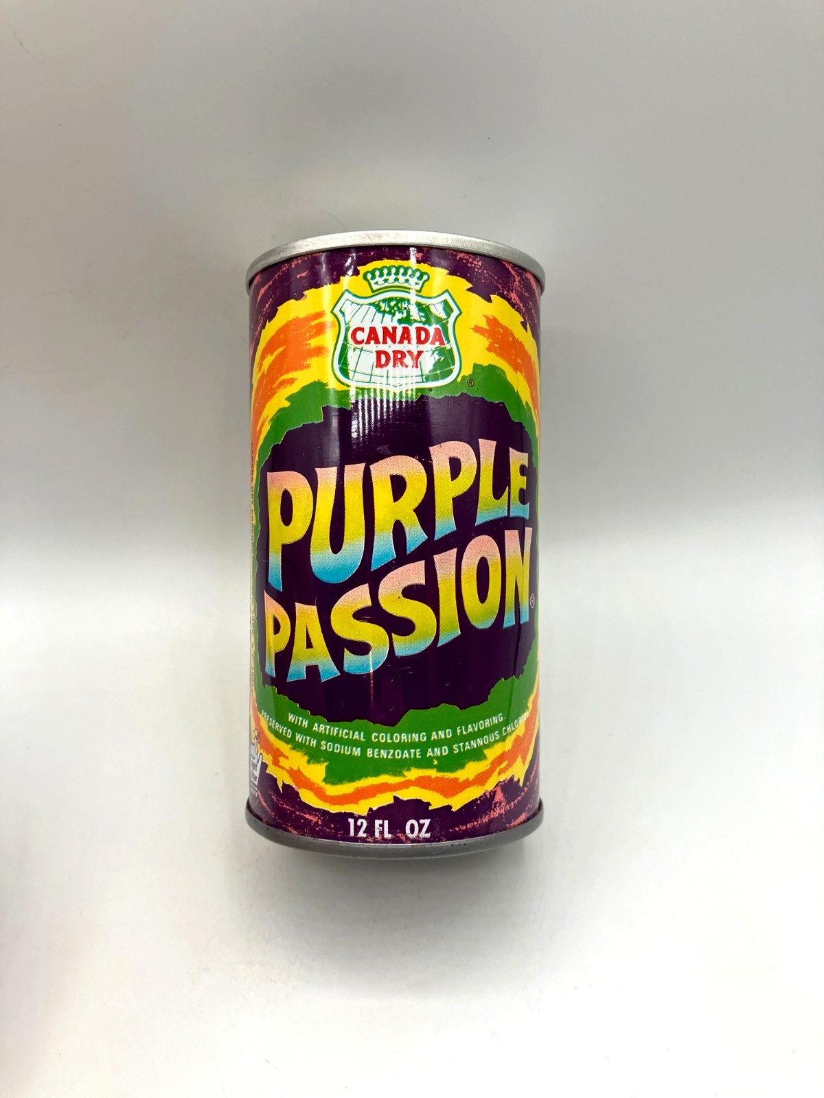 GORGEOUS 12oz *PURPLE PASSION* (C. Dry LOGO) SS 60's Tab Soda Can Canada Dry NY