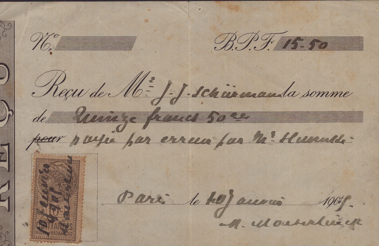MAURICE MAETERLINCK - PRINTED DOCUMENT SIGNED IN INK 01/10/1901
