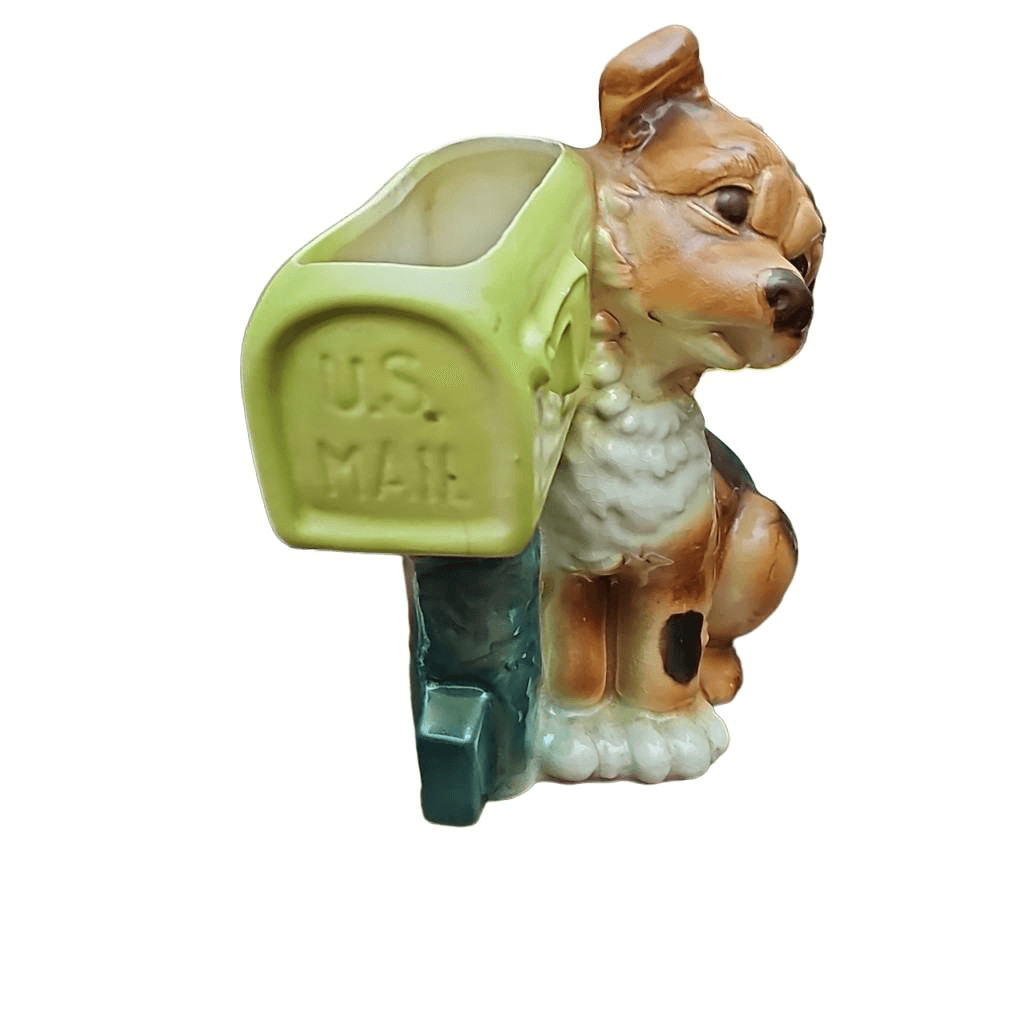 Royal Copley Ceramic Pottery Planter Puppy Dog Mailbox 1950s Vintage Collectible Royal Copley Ceramic Pottery Planter Puppy Dog Mailbox 1950s Vintage Collectible
