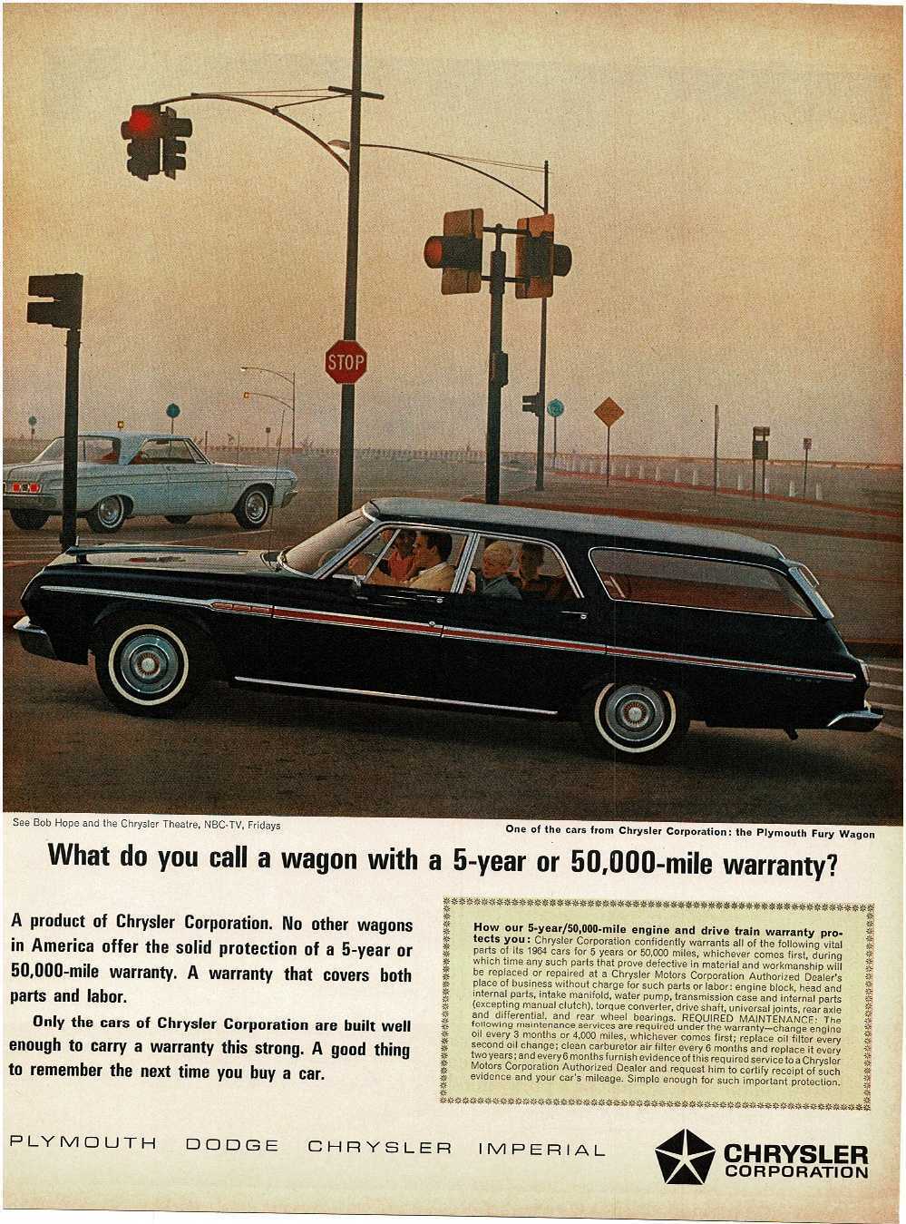 1965 PLYMOUTH Fury black station wagon Vintage Print Ad