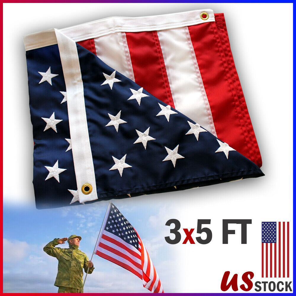 3'X5' ft Bandera estadounidense EE. UU. EE. UU. | Estrellas BORDADAS| Rayas Cosi