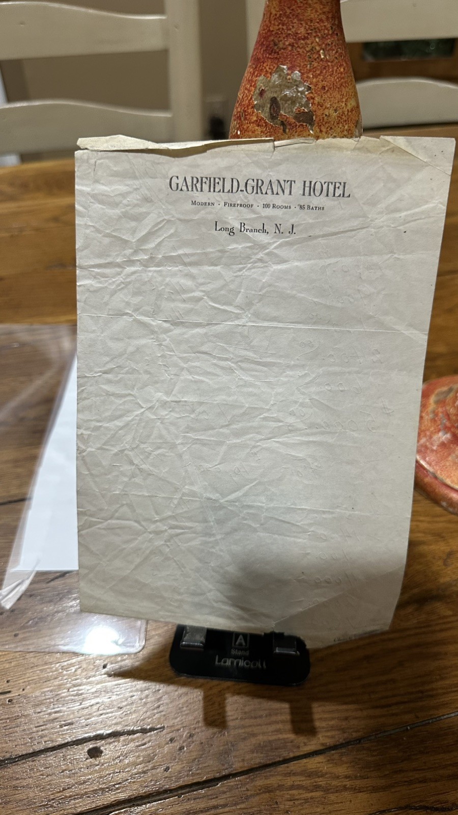 Vintage Garfield-Grant Hotel Stationery Letterhead Long Branch NJ Ephemera 1920s