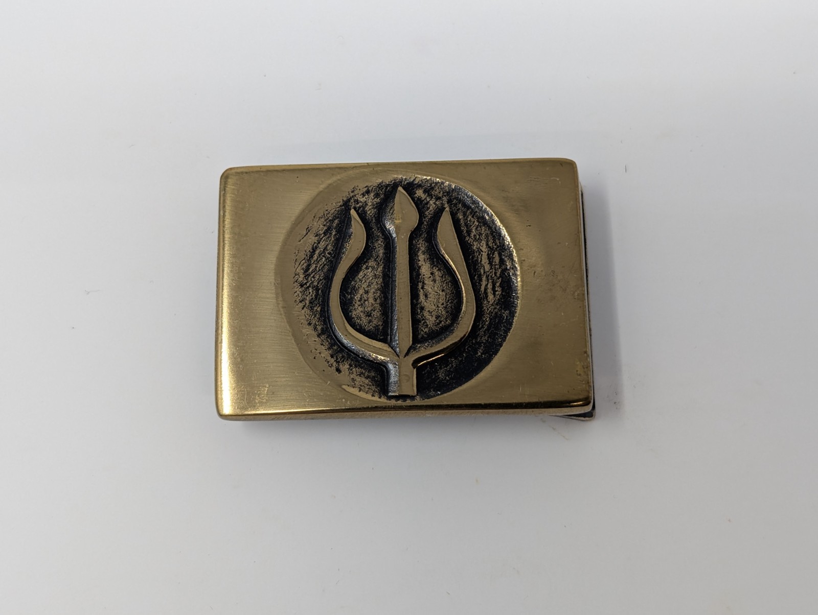 Vintage US Navy Lockheed Trident II D5 Missile Solid Brass Belt Buckle BTS NOS