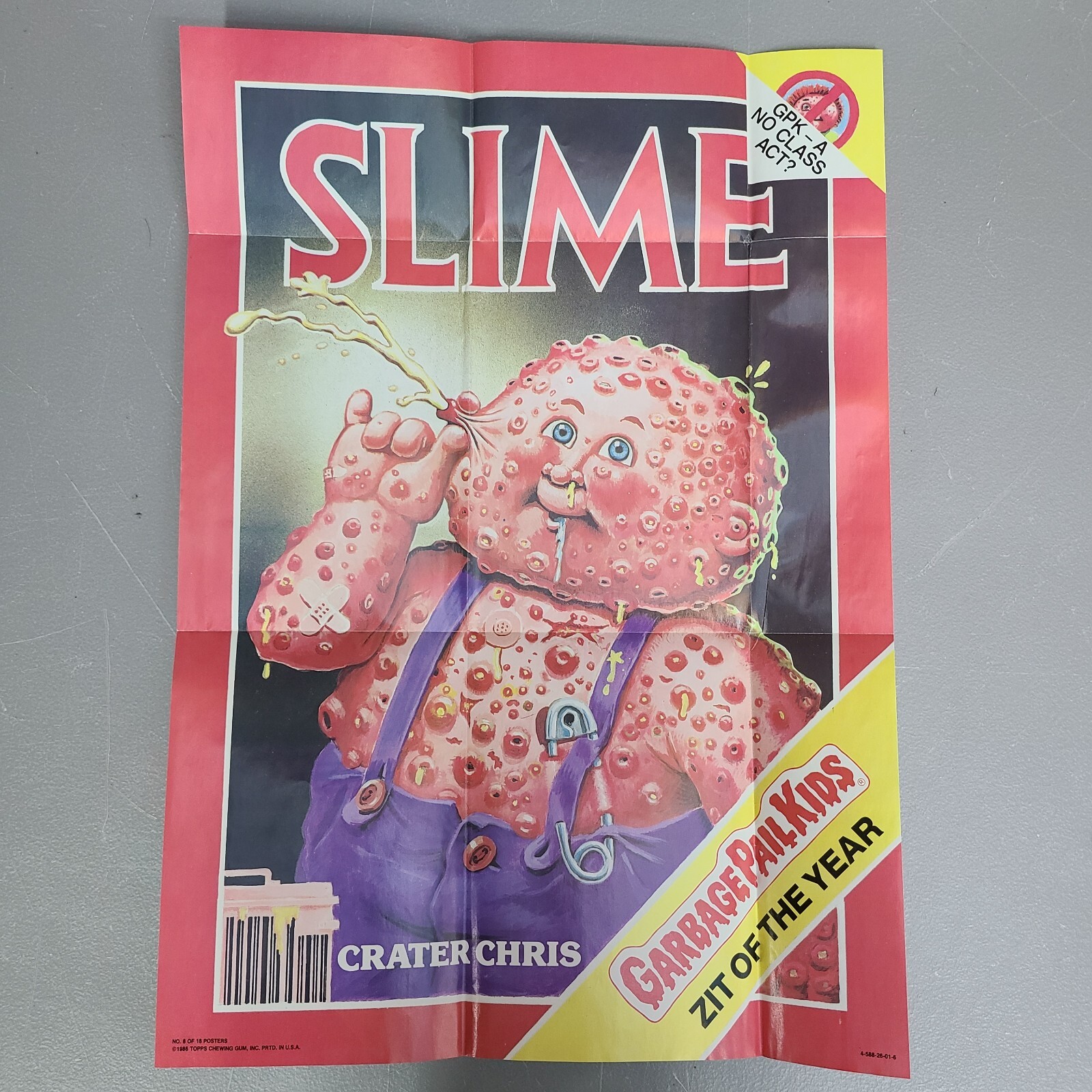 Vintage 1986 GARBAGE PAIL KIDS poster GPK # 8 Slime Magazine