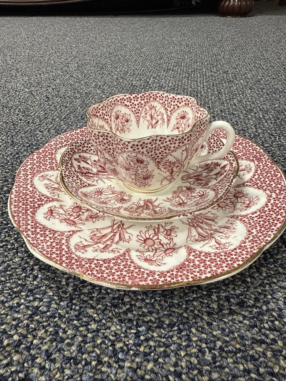 Antique Wileman Daises Pattern Tea Trio Set RN 206146 Antique Wileman Daises Pattern Tea Trio Set RN 206146