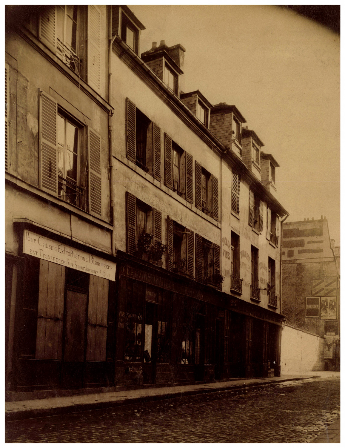 Paris, 5 Rue du Faubourg-Saint-Jacques, Wine Commerce vintage albumen print. 