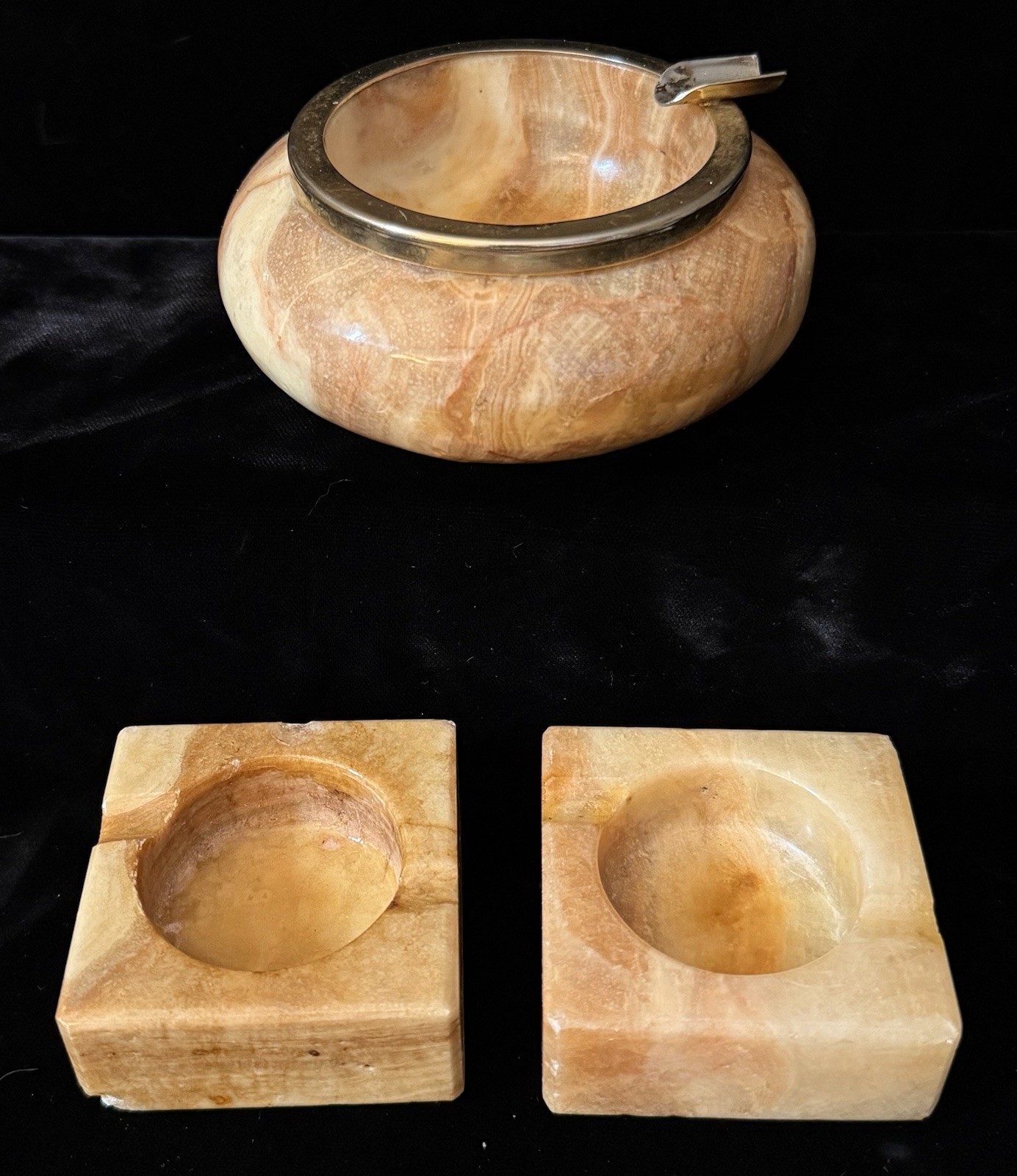 MCM Genuine OXYX Ashtray Set by ‘Technominoiki’ Made in GREECE in Banded Honey