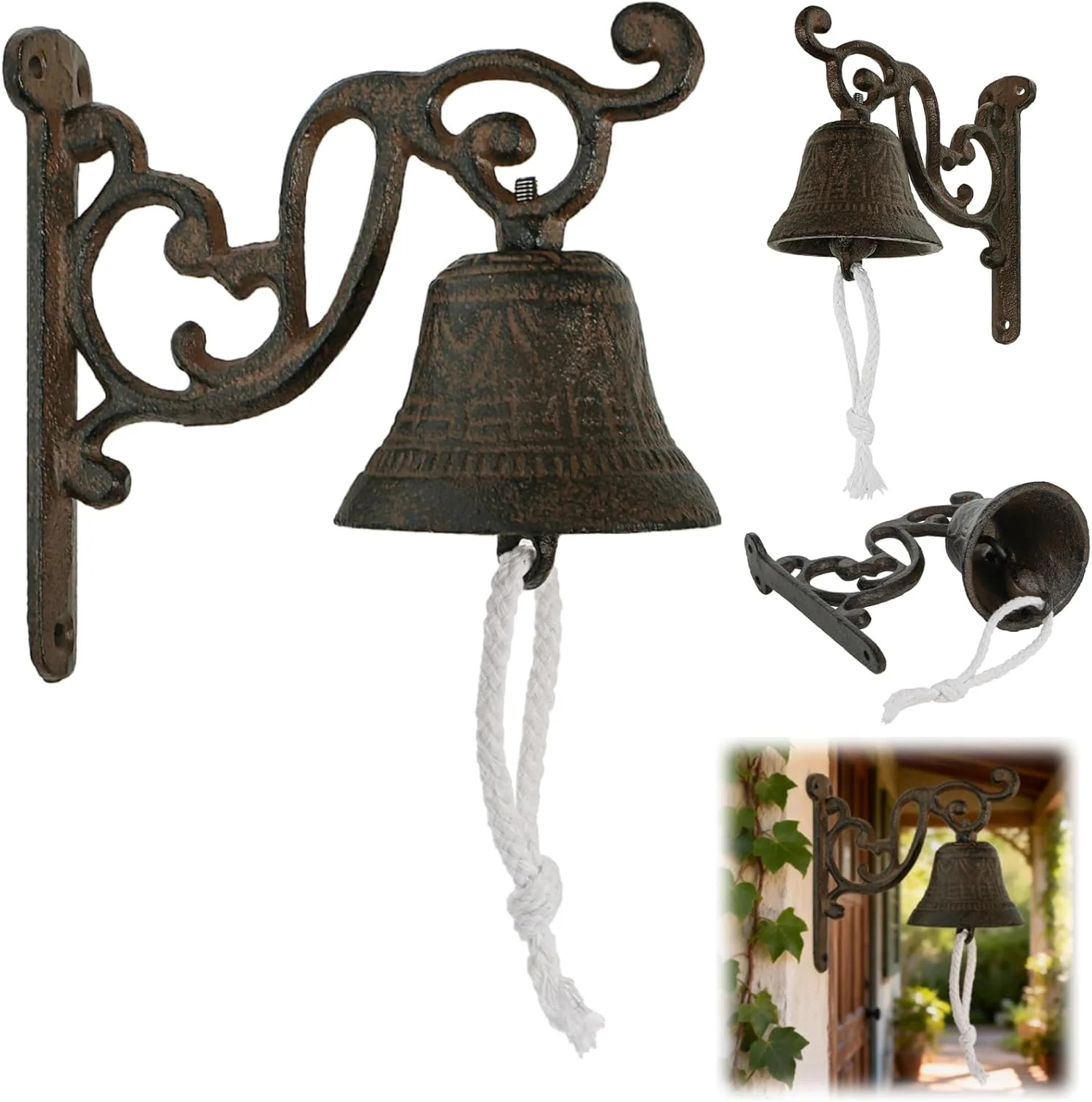 Vintage Dinner Hanging Bell, Cast Iron Door Bells, Rustic Bracket Wall Mounted B Vintage Dinner Hanging Bell, Cast Iron Door Bells, Rustic Bracket Wall Mounted B