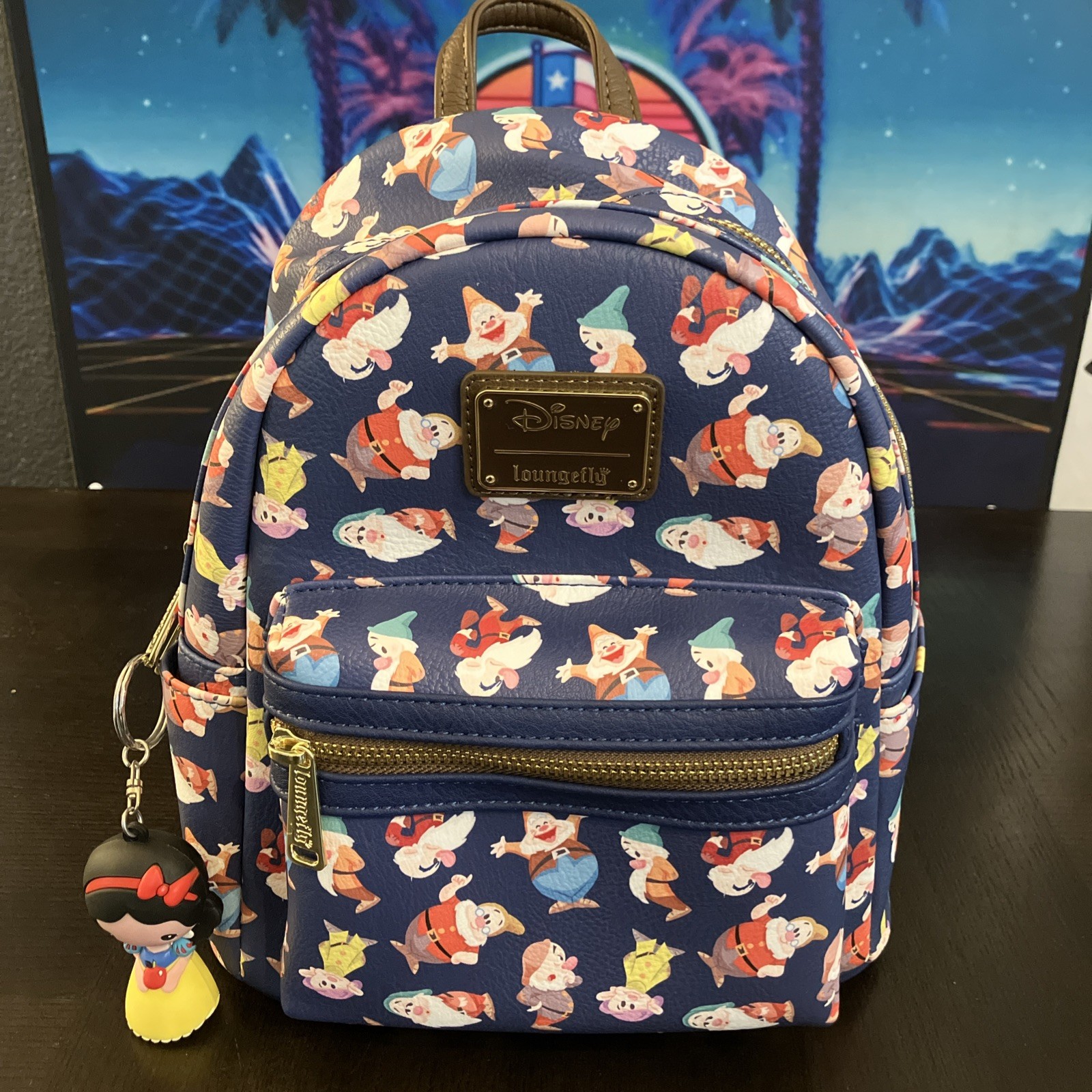 BNWT Disney Snow White Dwarfs AOP Loungefly Mini Backpack BNWT Disney Snow White Dwarfs AOP Loungefly Mini Backpack