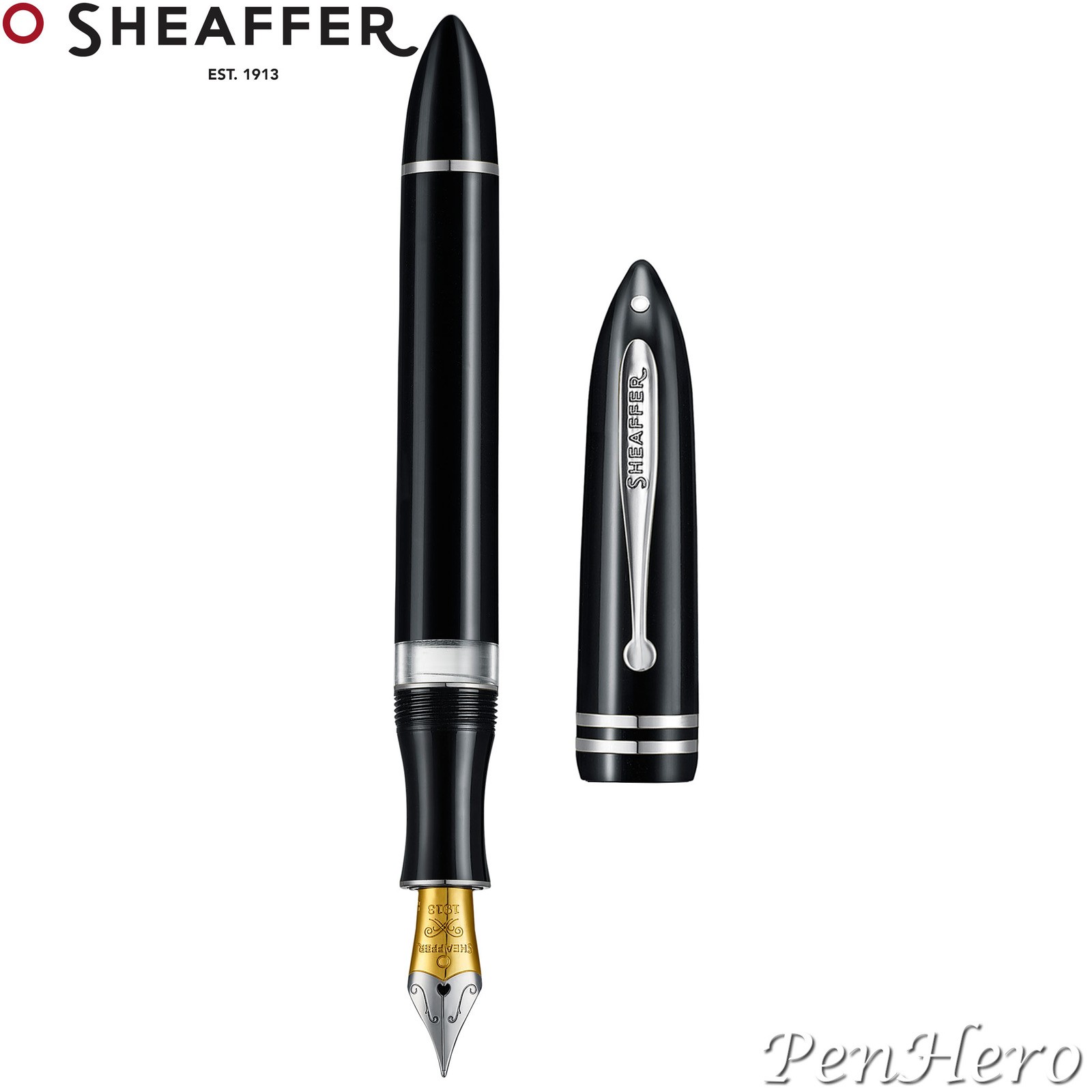 Sheaffer Balance III Black / Chrome Plate Trim Piston-Fill Fountain Pen Broad