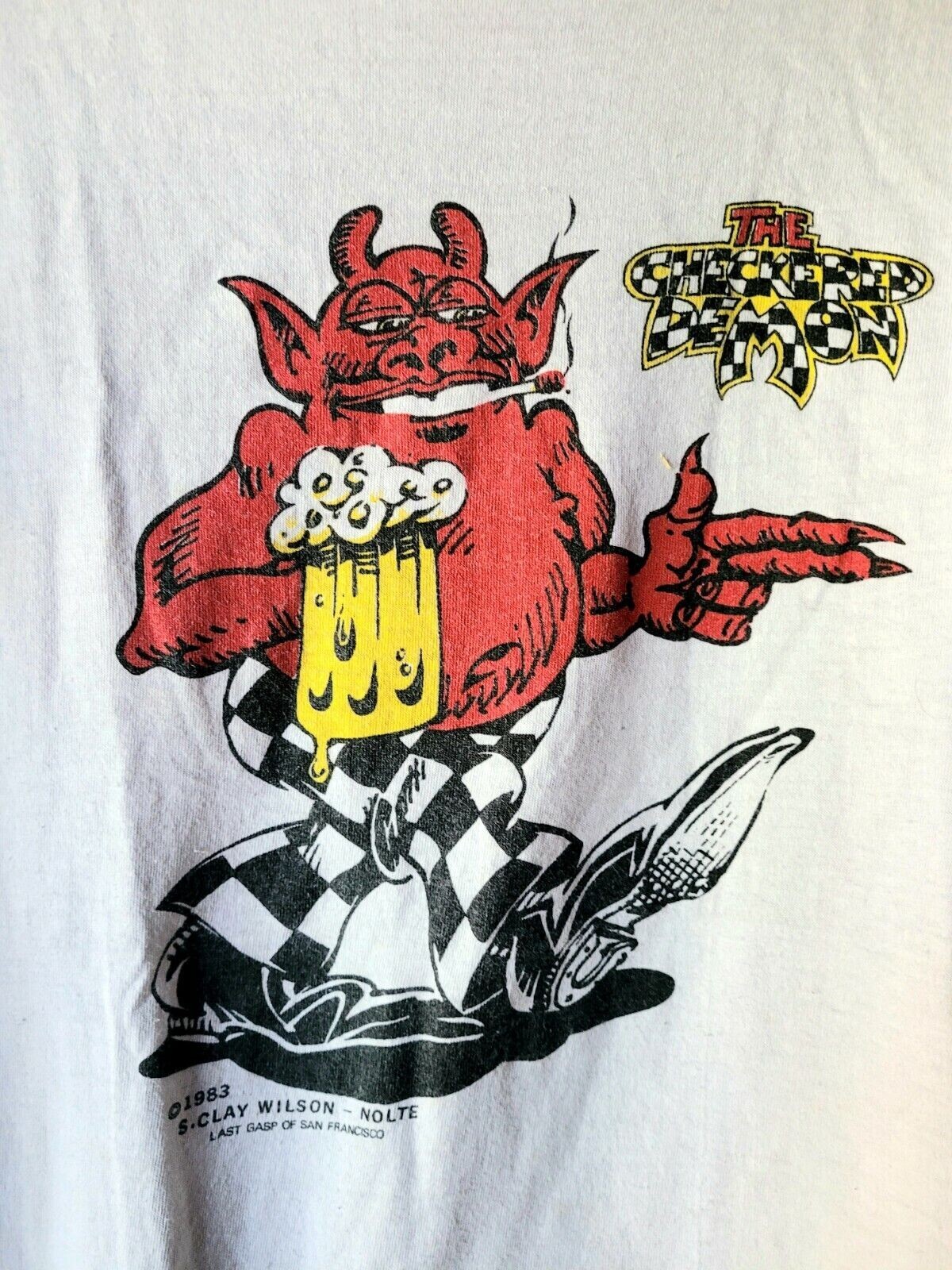 Vtg Short Sleeve, Checkered Demon S.Clay Wilson-Nolte 1983 T-shirt Lrg