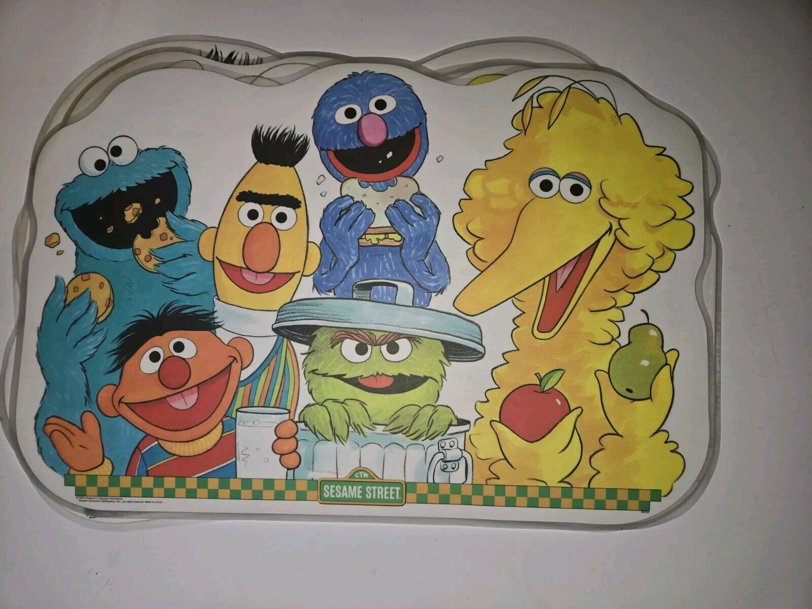  4 Vintage 1982 Sesame Street Double-Sided Activity Placemat 17 1/2