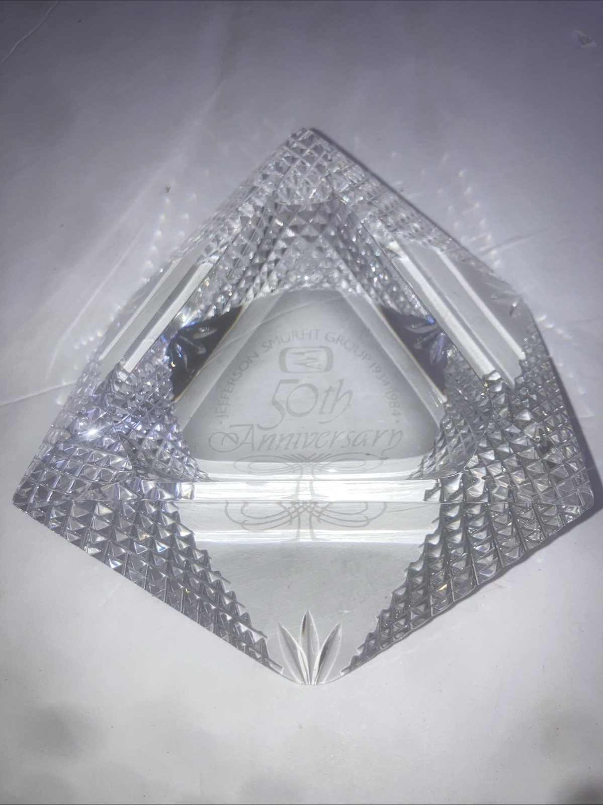 Jefferson Smurfit Group 50Th Anniversary Commemorative Crystal Ashtray 1934-1984