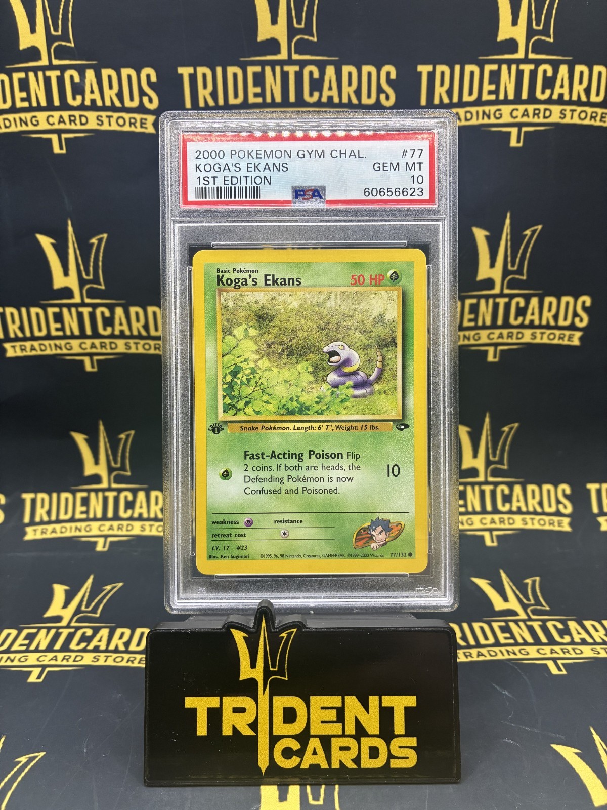 PSA 10 2000 POKEMON GYM CHALLENGE #77 KOGA'S EKANS 1ST EDITION