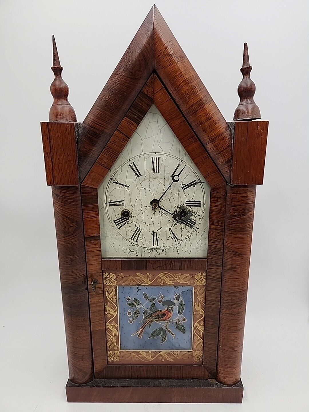Vintage Antique Ansonia Brass Co. Gothic Mantel Clock 8 day 30 hours