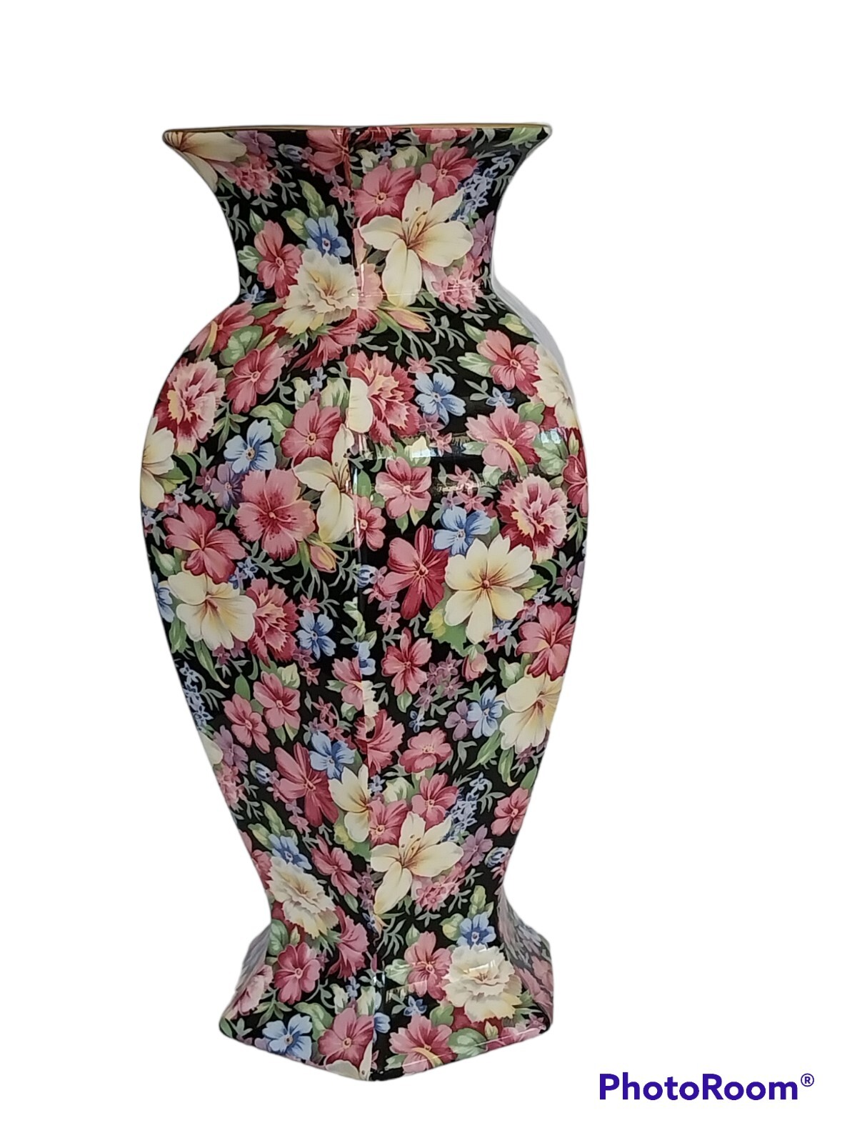 Vtg 1995 Royal Winton Grimwades Chintz Hex Vase \