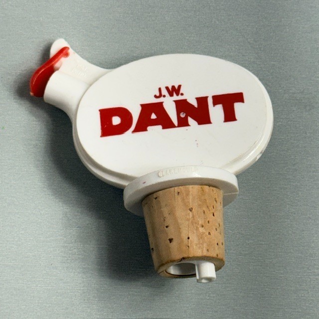 Vintage JW Dant Cork Drink Bottle Stopper Swizzle Ad Bar Barware Newark Cocktail