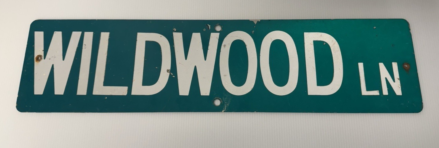 Vintage Wildwood Ln Metal Street Sign Green Aluminum Road Sign 6x24 Authentic