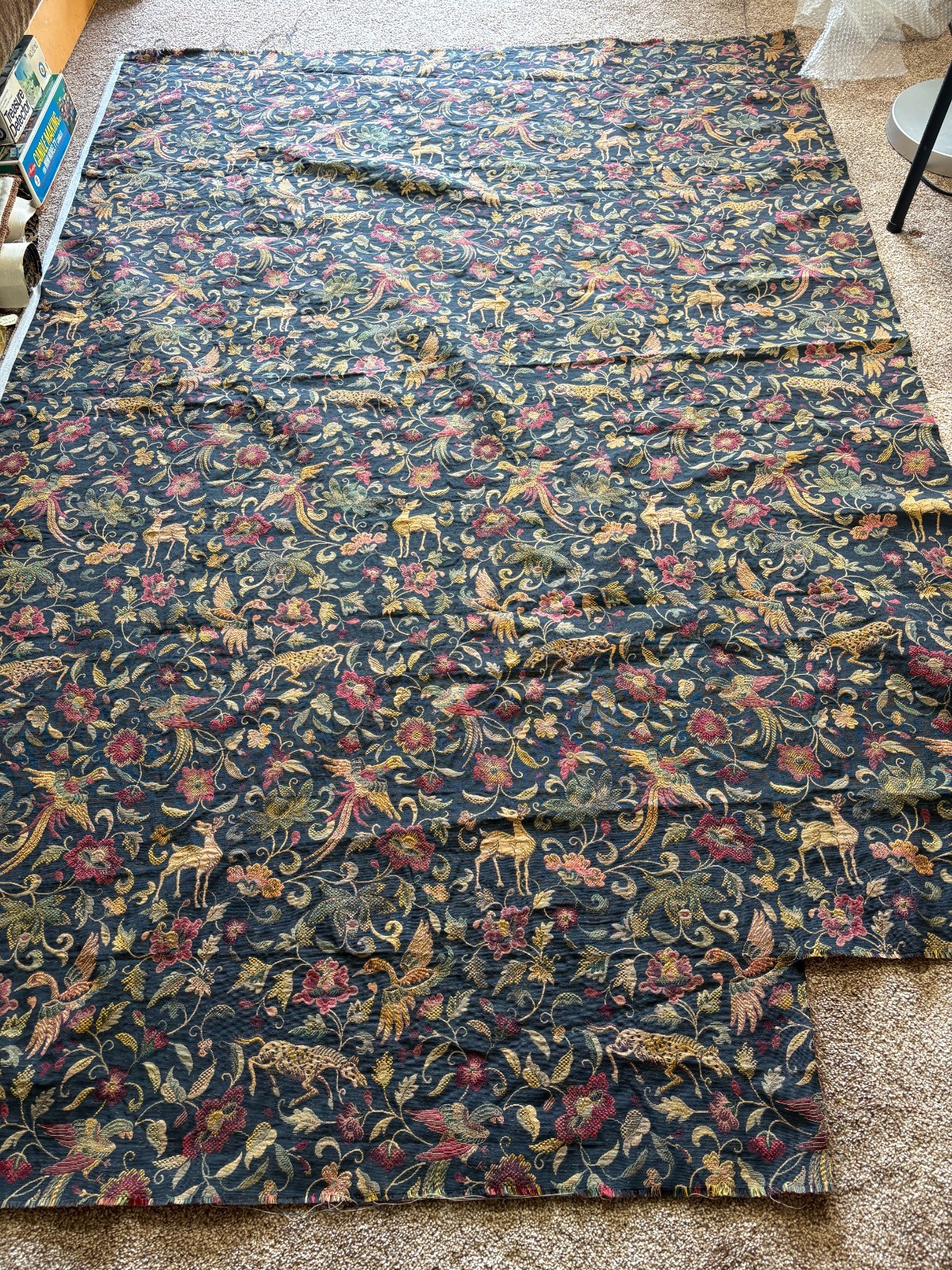 Vintage Jacquard Tapestry Upholstery Fabric. French Country 74 x 54.5\
