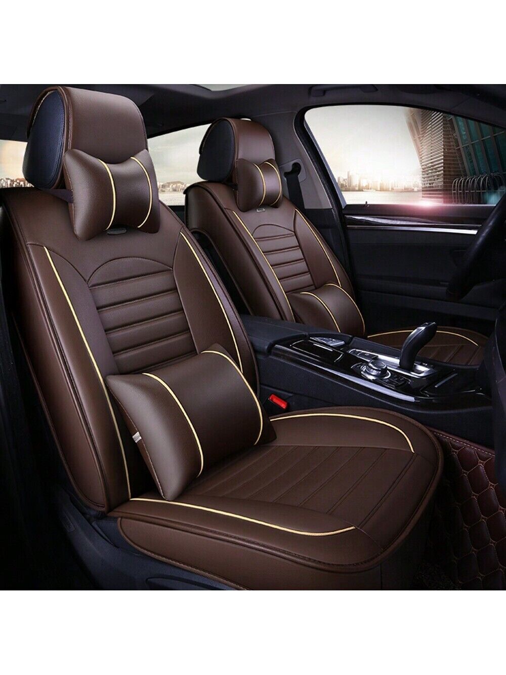 Universal Car Seat Cover Full Set PU Leather 5 Seats Front Rear Seat Cushion