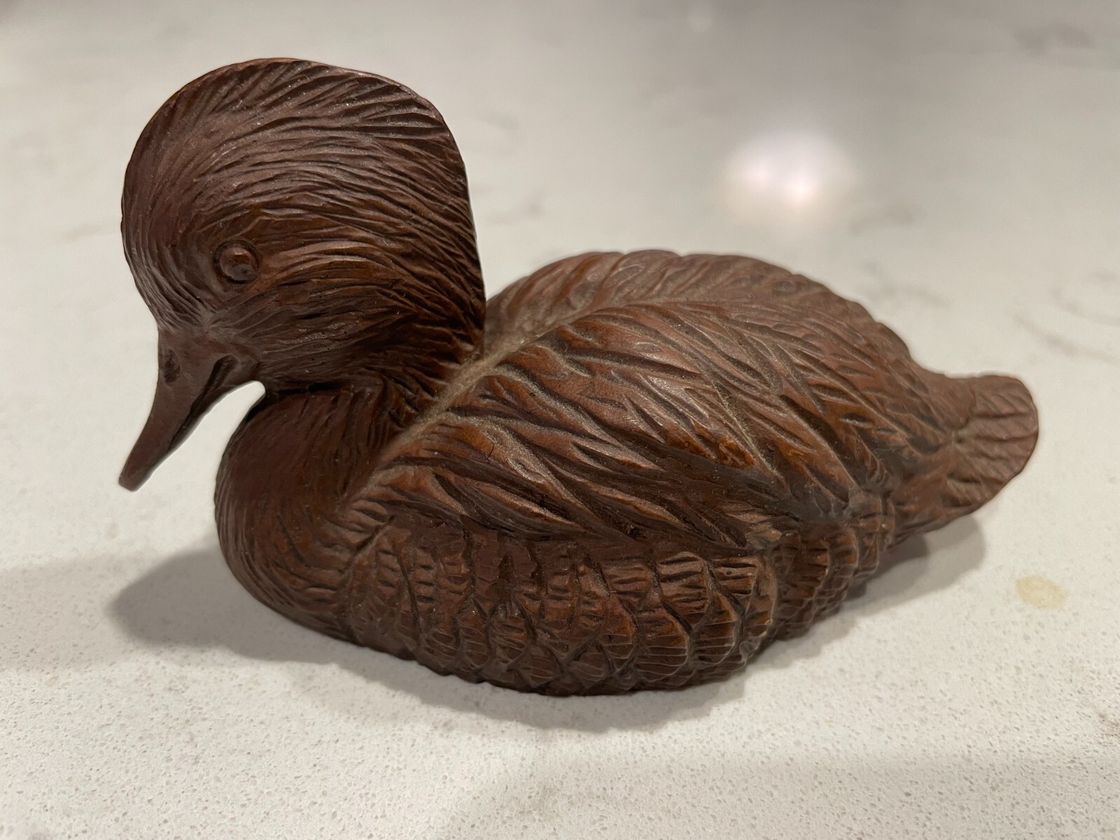 Vintage Mallard Duck Decoy Collectible Figurine Brown 4x2.5