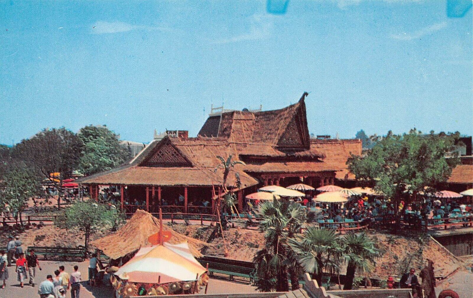 Disney 1955 Tahitian Village Opening Disneyland Anaheim CA Tiki Vtg Postcard D11