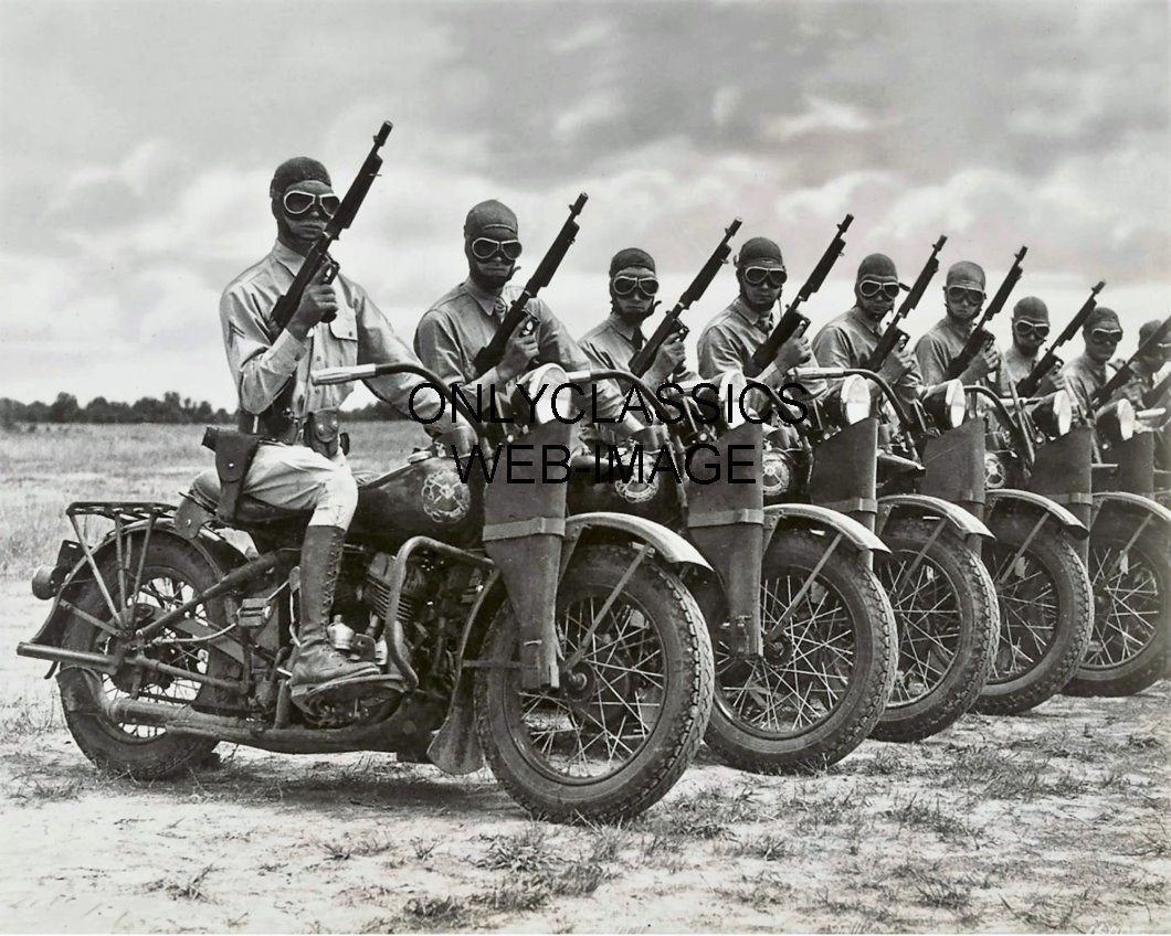 WWII HARLEY DAVIDSON MOTORCYLE ARMY SOLDIERS BRIGADE 8X10 PHOTO MILITARY FORCE