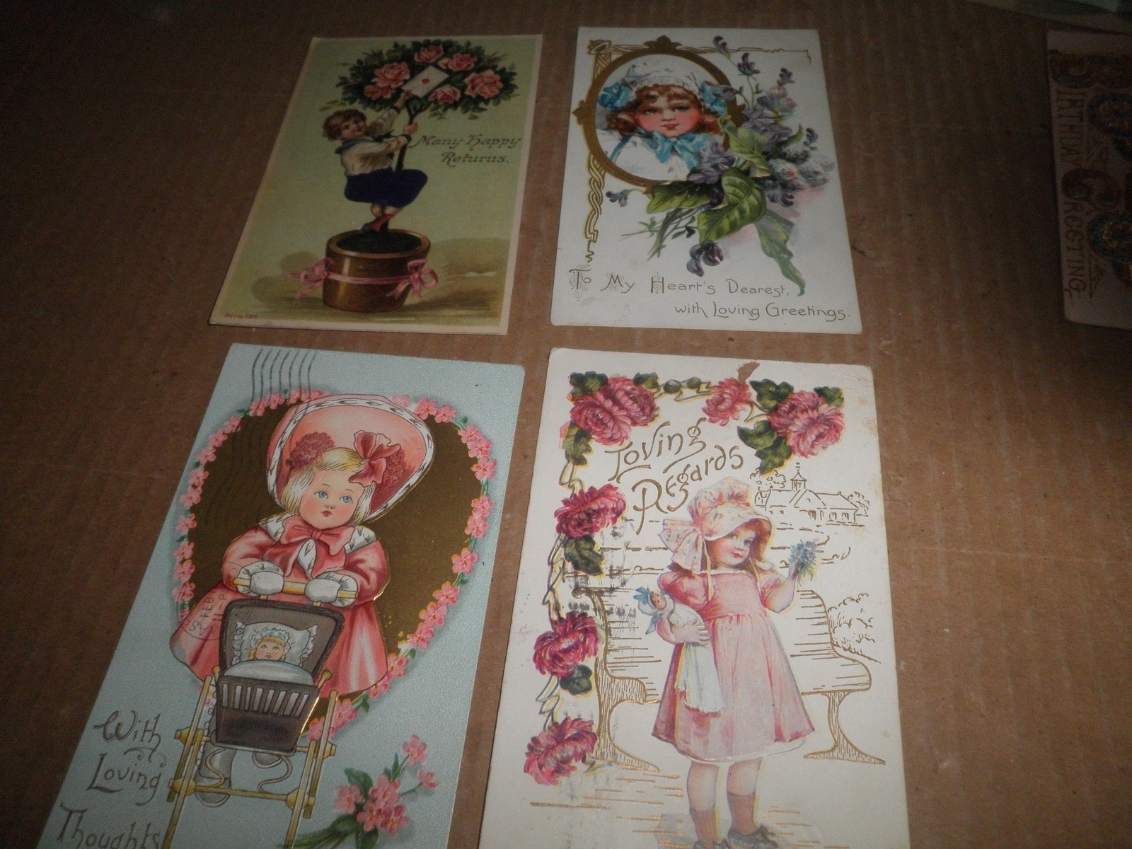 4 Great Old original Child Related Postcards
