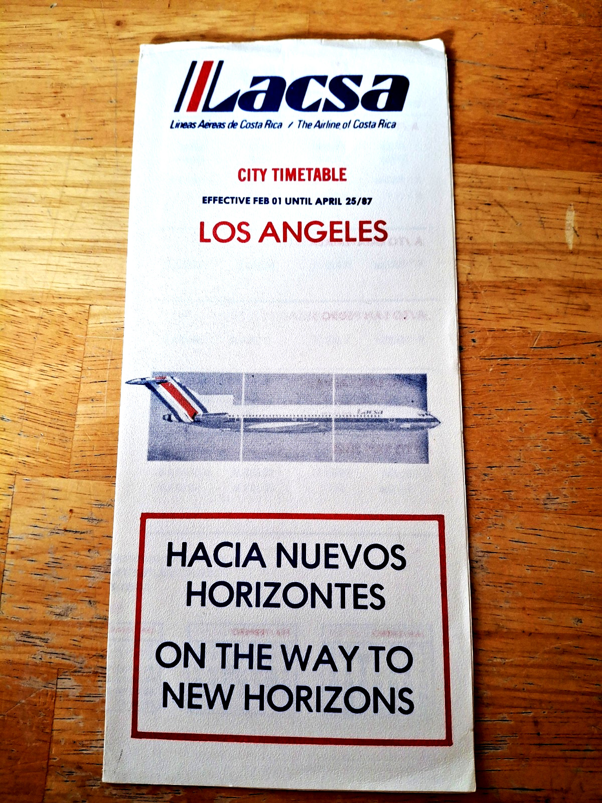LACSA Los Angeles City Timetable April 25, 1987 with Route Map. Boeing 727 LACSA Los Angeles City Timetable April 25, 1987 with Route Map. Boeing 727