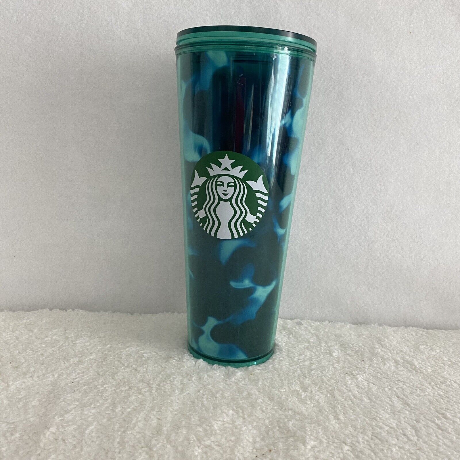 Starbucks Teal Turquoise Wave Tumbler 24oz Green NO STRAW