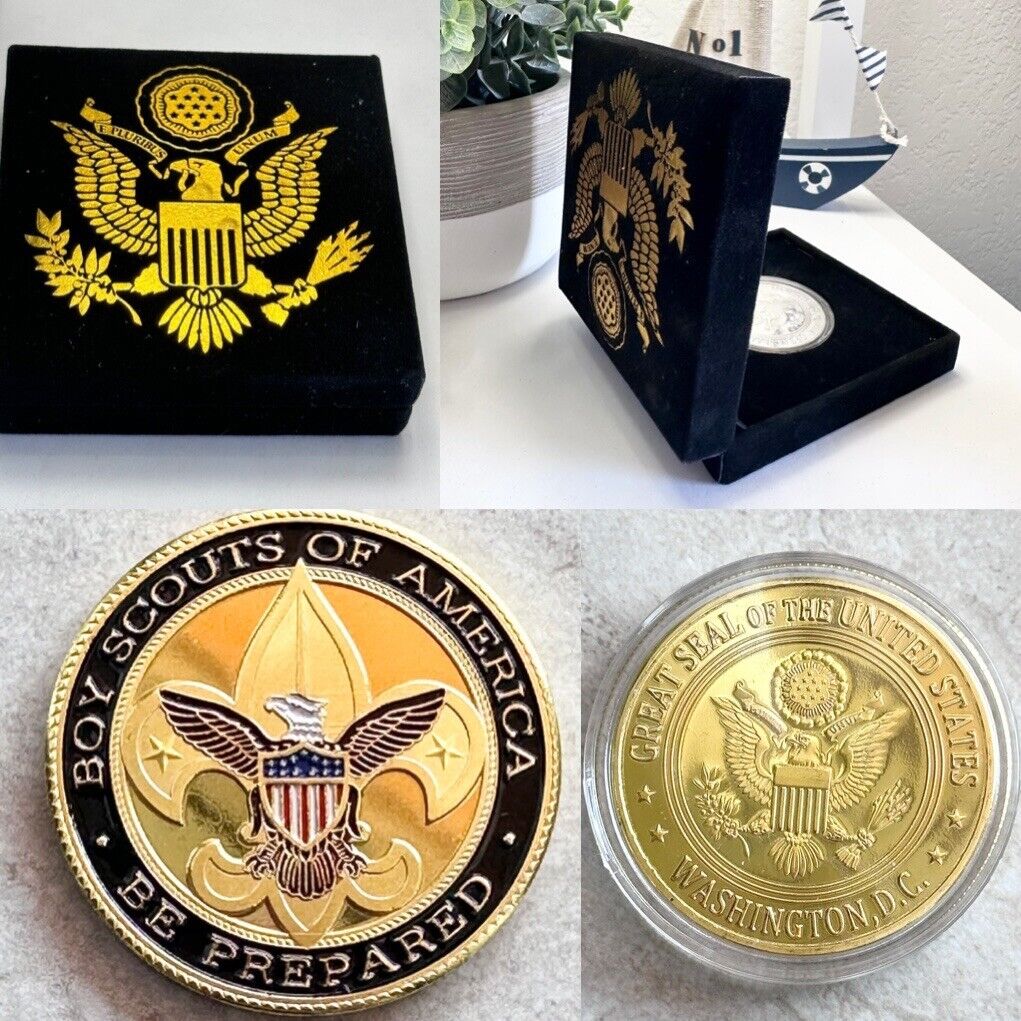 BOY SCOUTS OF AMERICA Challenge Coin with special velvet case