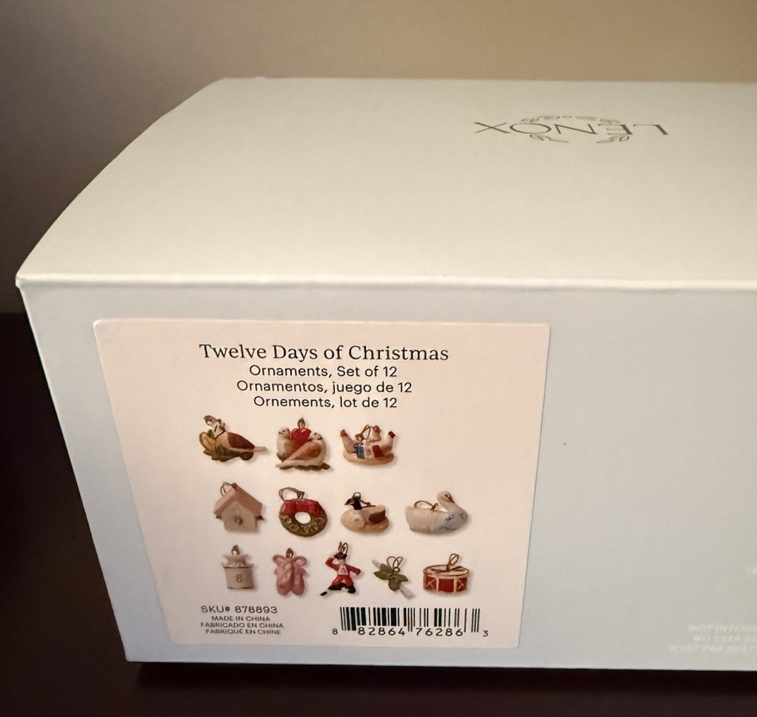 Lenox TWELVE DAYS OF CHRISTMAS 12-pcs Miniature Ornament Set  1.75