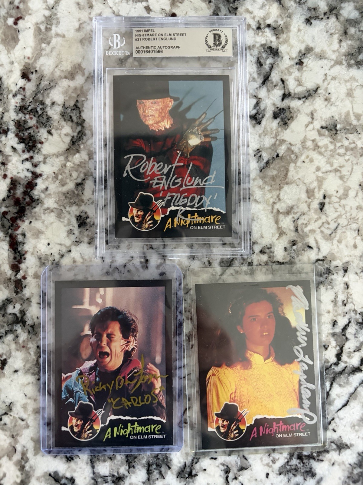 1991 Impel Nightmare On Elm Street Cards Signed Robert Englund Ricky Dean Nancy 1991 Impel Nightmare On Elm Street Cards Signed Robert Englund Ricky Dean Nancy