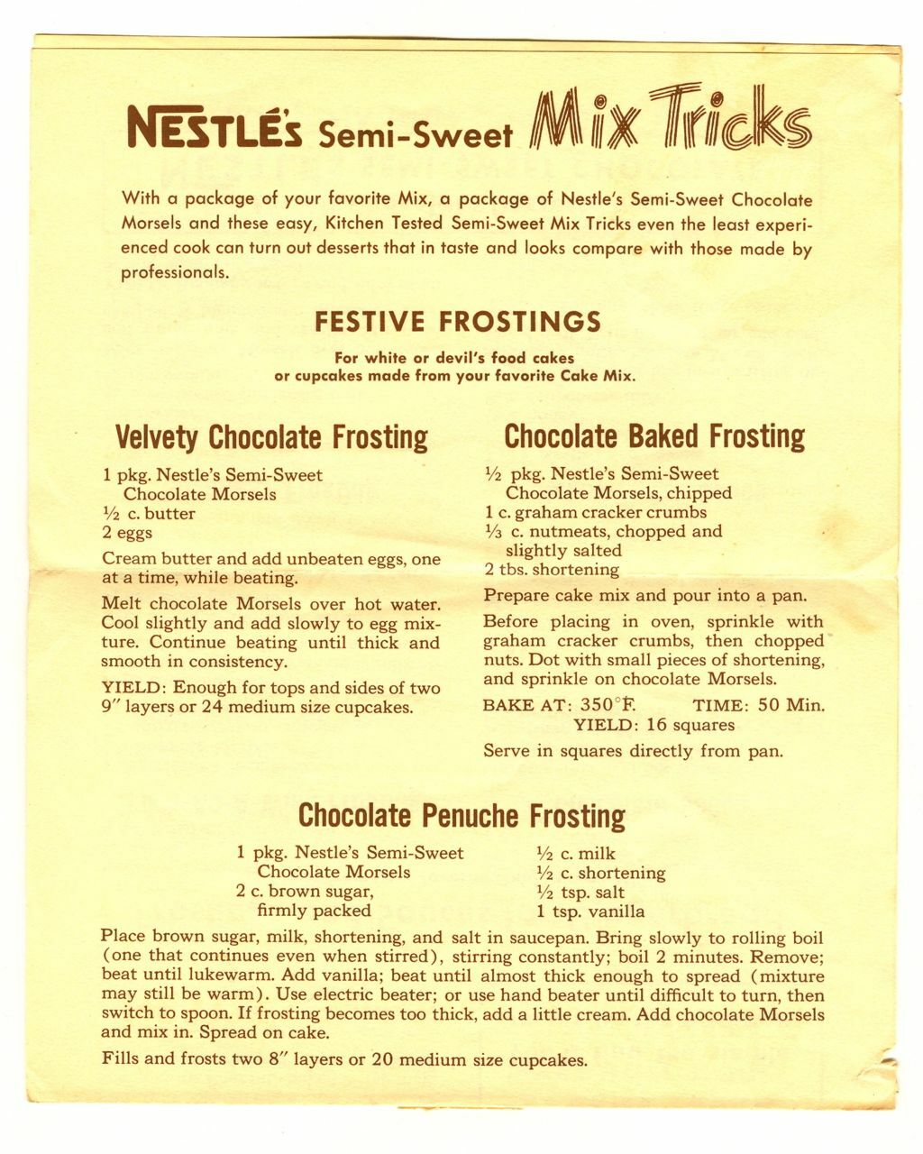 Vintage 1940s Nestlé\'s Chocolate MIX TRICKS Advertising Recipes Pamphlet