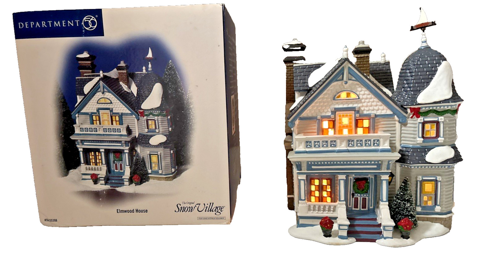Dept 56 Elmwood House Original Snow Village Lighted Building with Box EXC COND