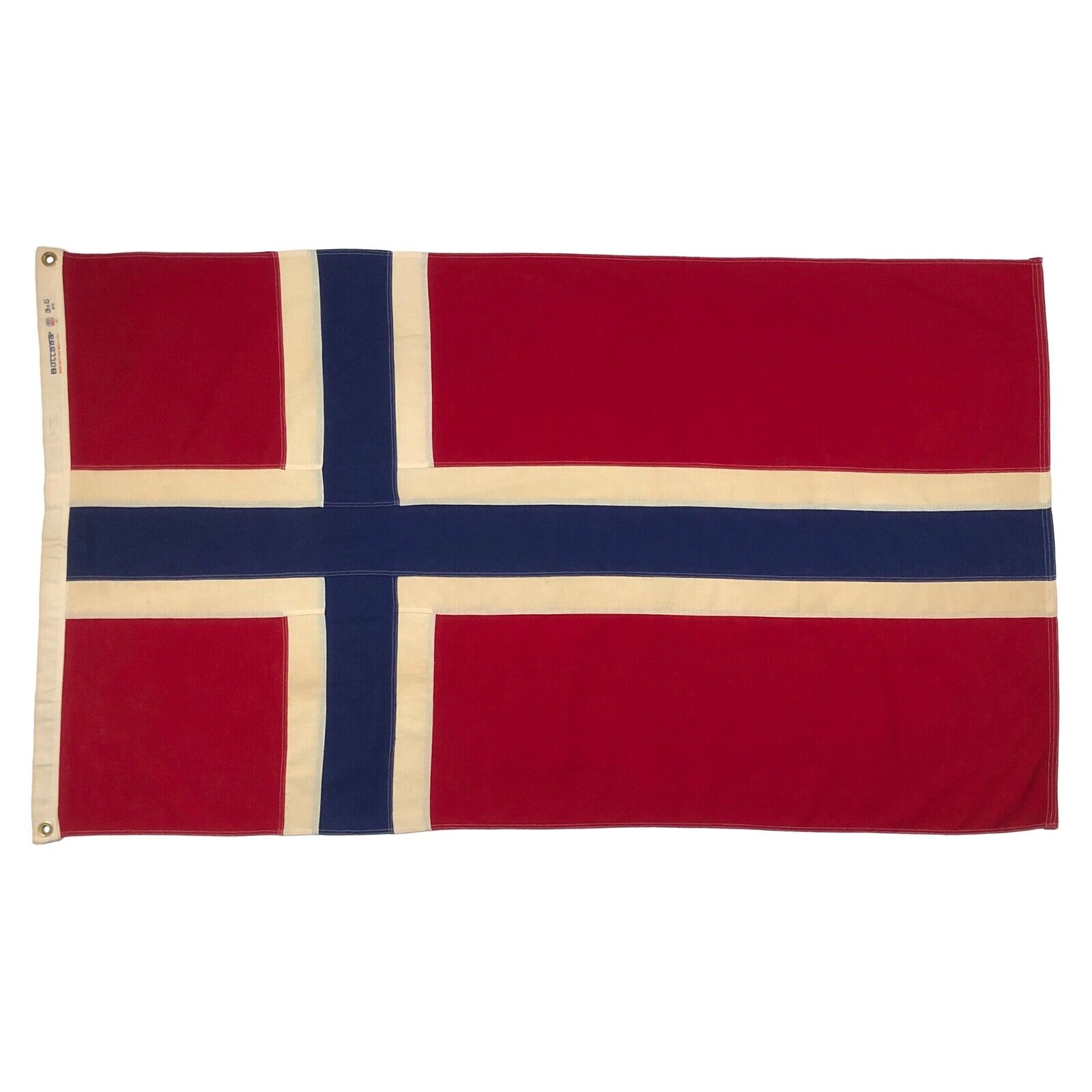 Vintage Cotton Sewn Norway Flag Nautical Cloth Textile Art Scandinavia Norwegian