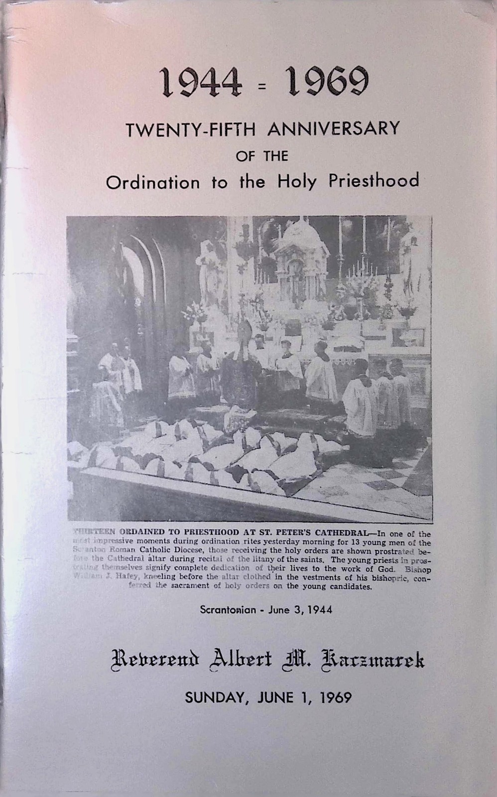 1969 Catholic Silver Jubilee Mass Program 25th Priest Ordination Keepsake 1969 Catholic Silver Jubilee Mass Program 25th Priest Ordination Keepsake