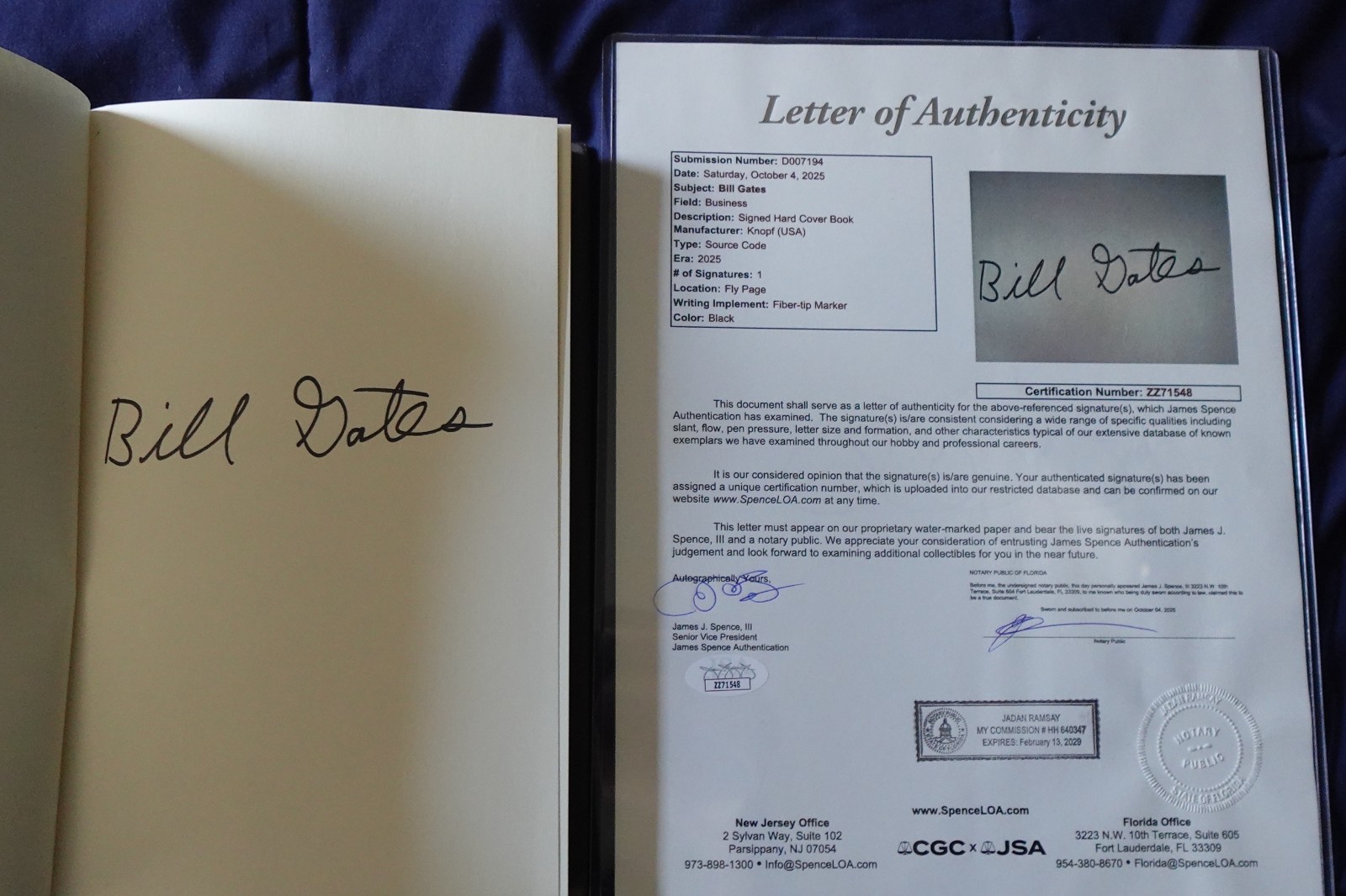 Bill Gates Autographed Book American Businessman JSA COA \