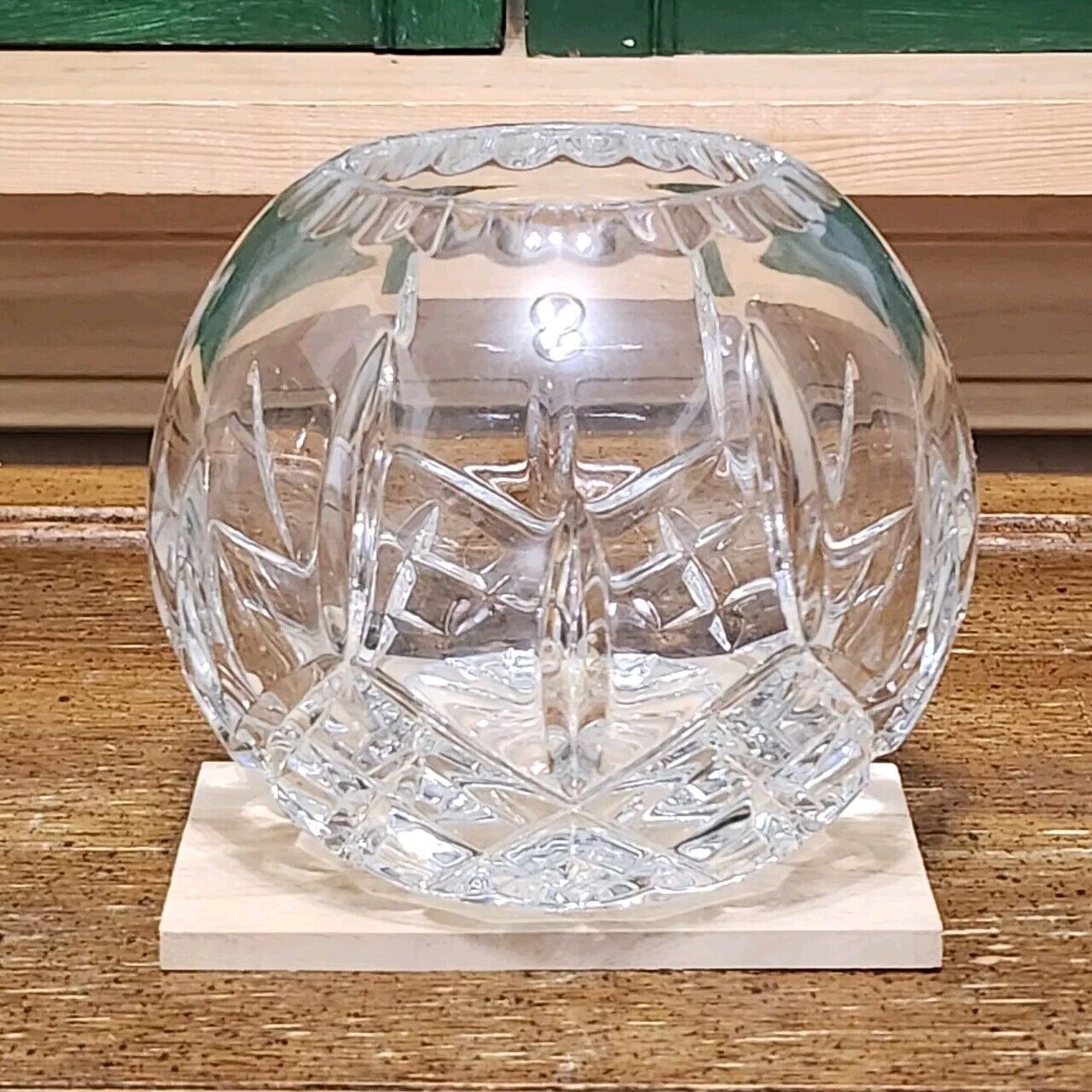 Vintage Heavy Lead Crystal Cut Glass Vase Round Rose Bowl Centerpiece 3 lbs
