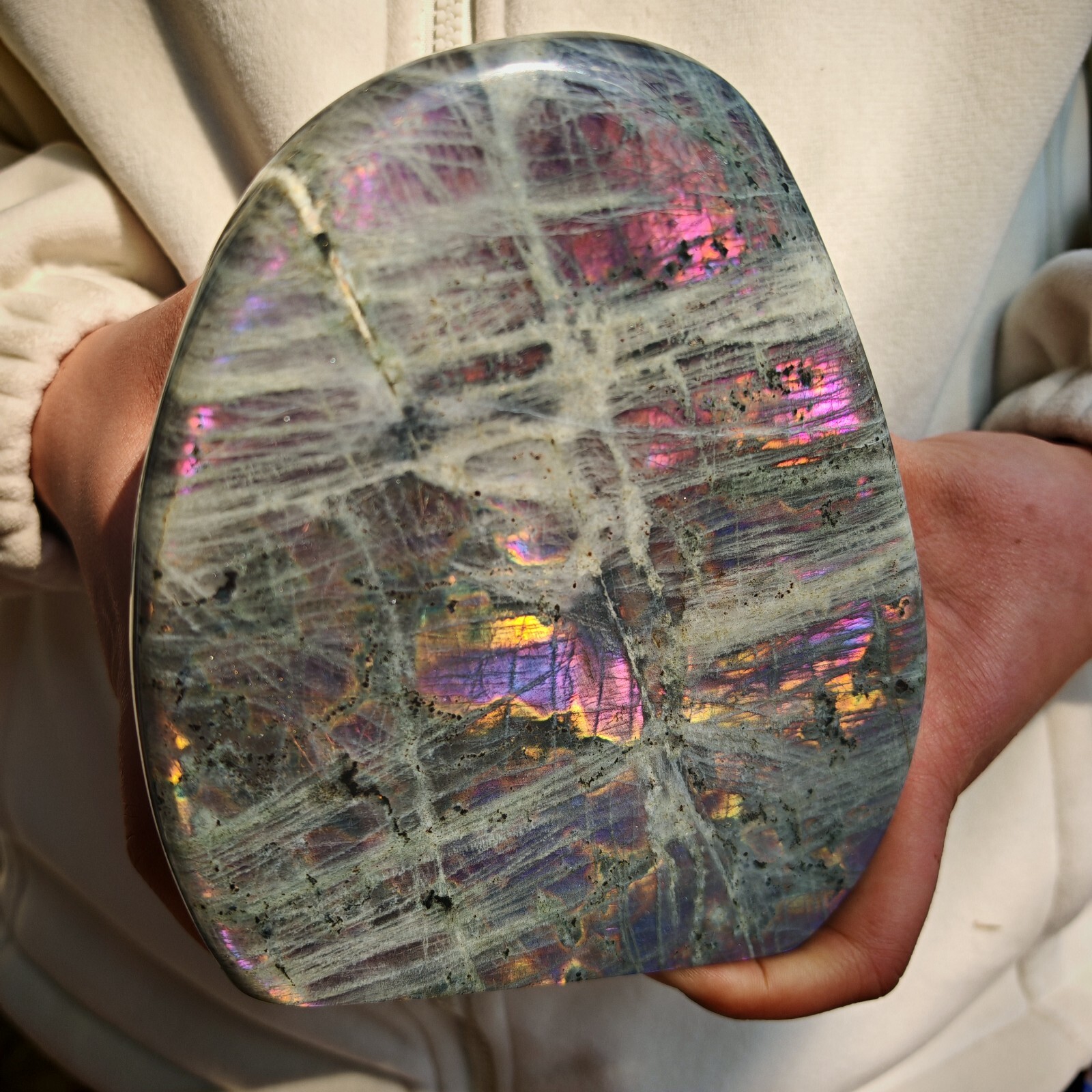 4.51LB Natural purple Labrador moonstone without quartz mineral sample 2050g