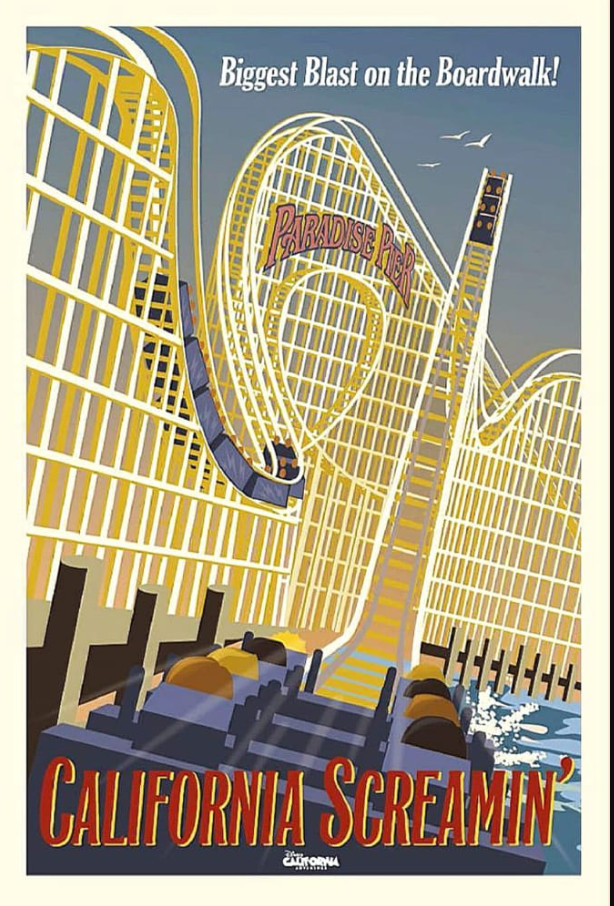 Vintage California Boardwalk Travel Advertisement Poster