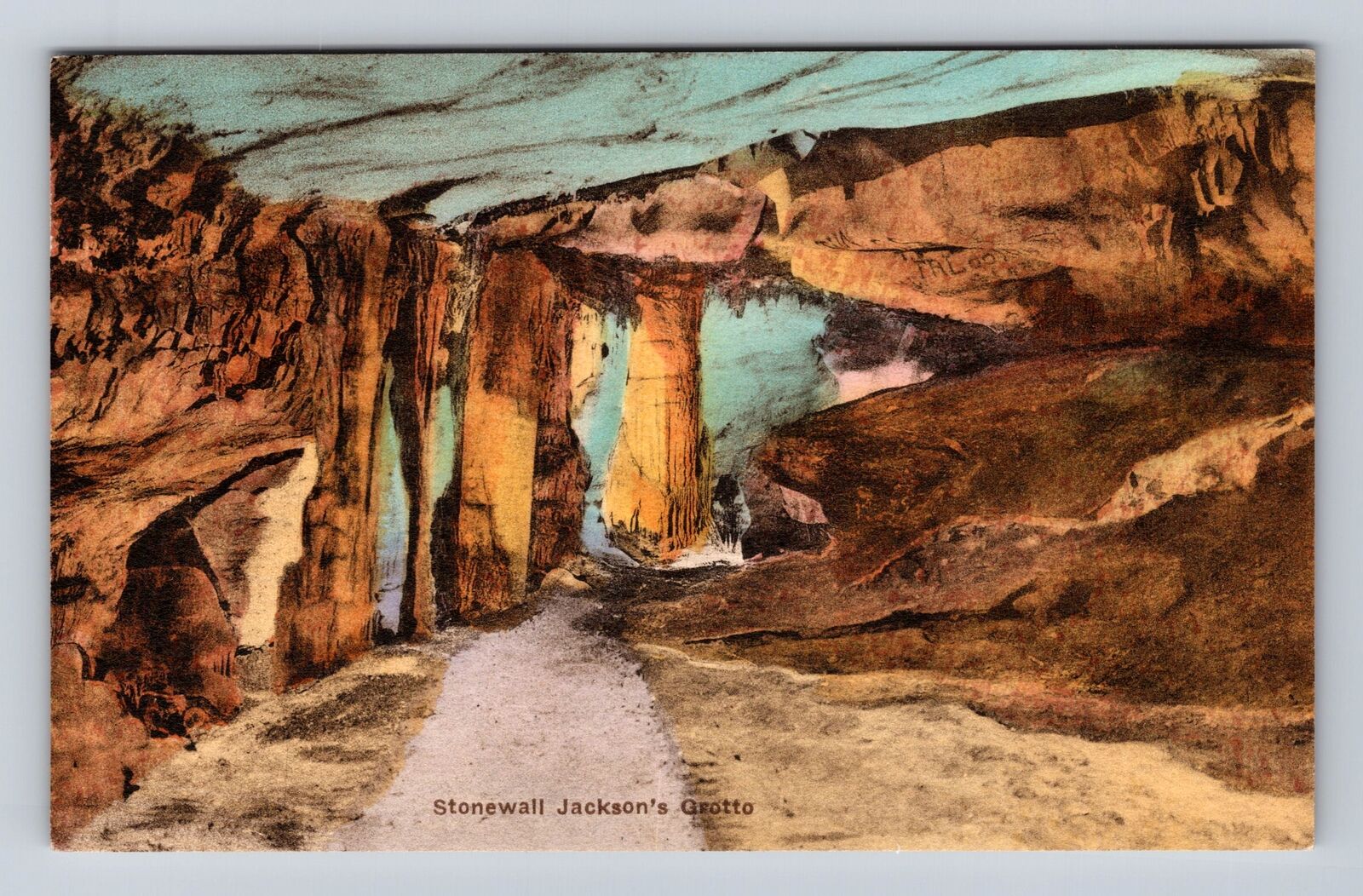 Harrisonburg VA-Virginia, Stonewall Jackson\'s Grotto, Antique, Vintage Postcard