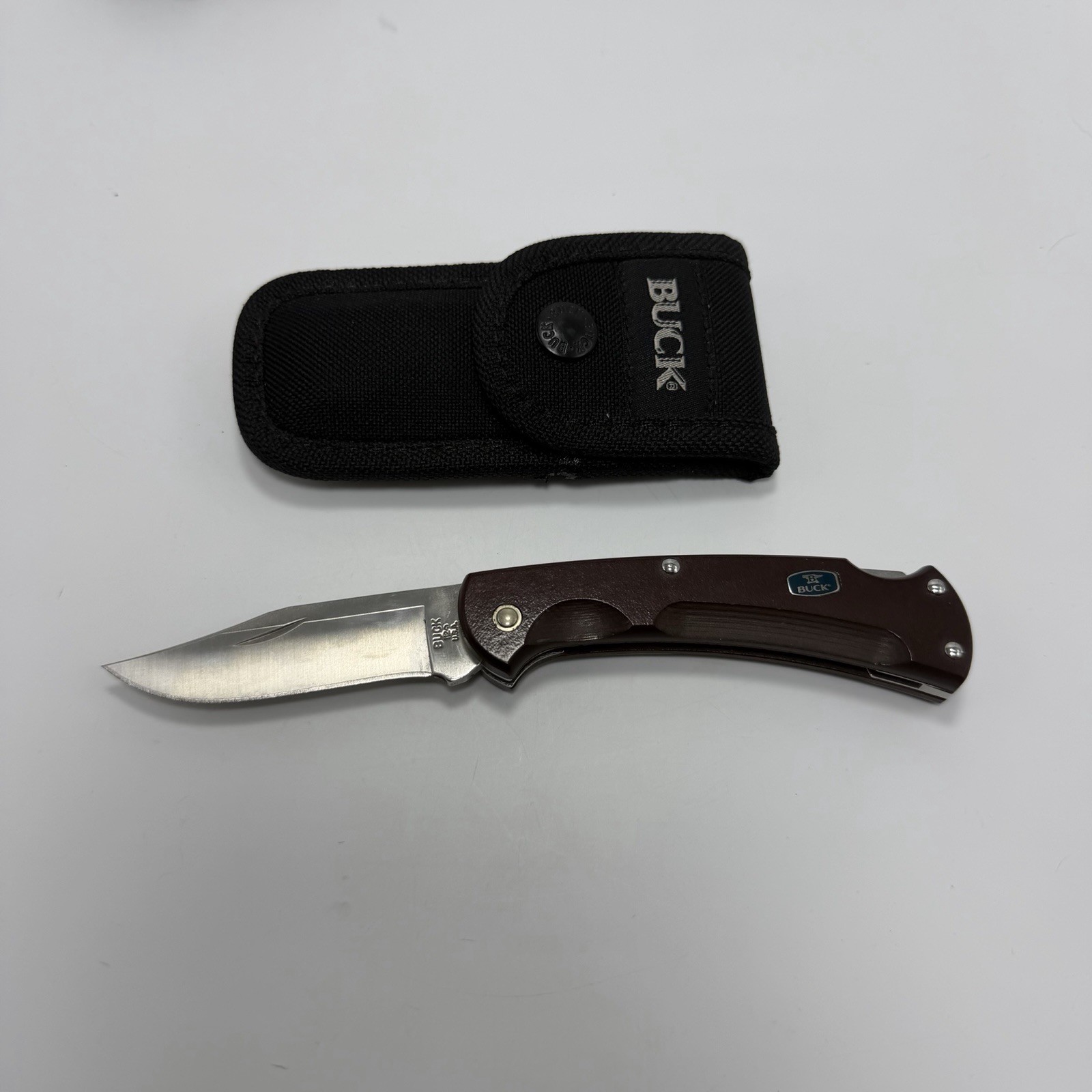 2011 Buck 112 Ranger Ecolite Red Paperstone Handle Folding Hunter Knife