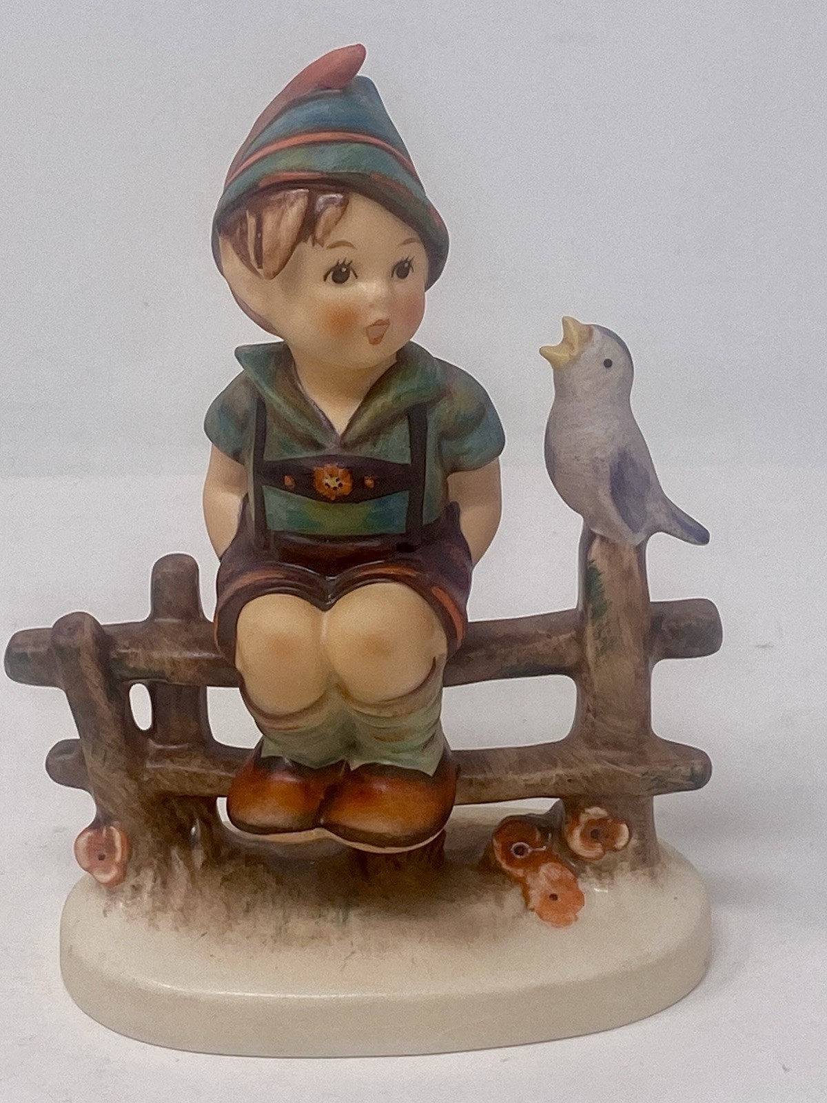 Goebel Hummel Wayside Harmony # 111 TMK4 Figurine Germany Boy On Fence W Bird