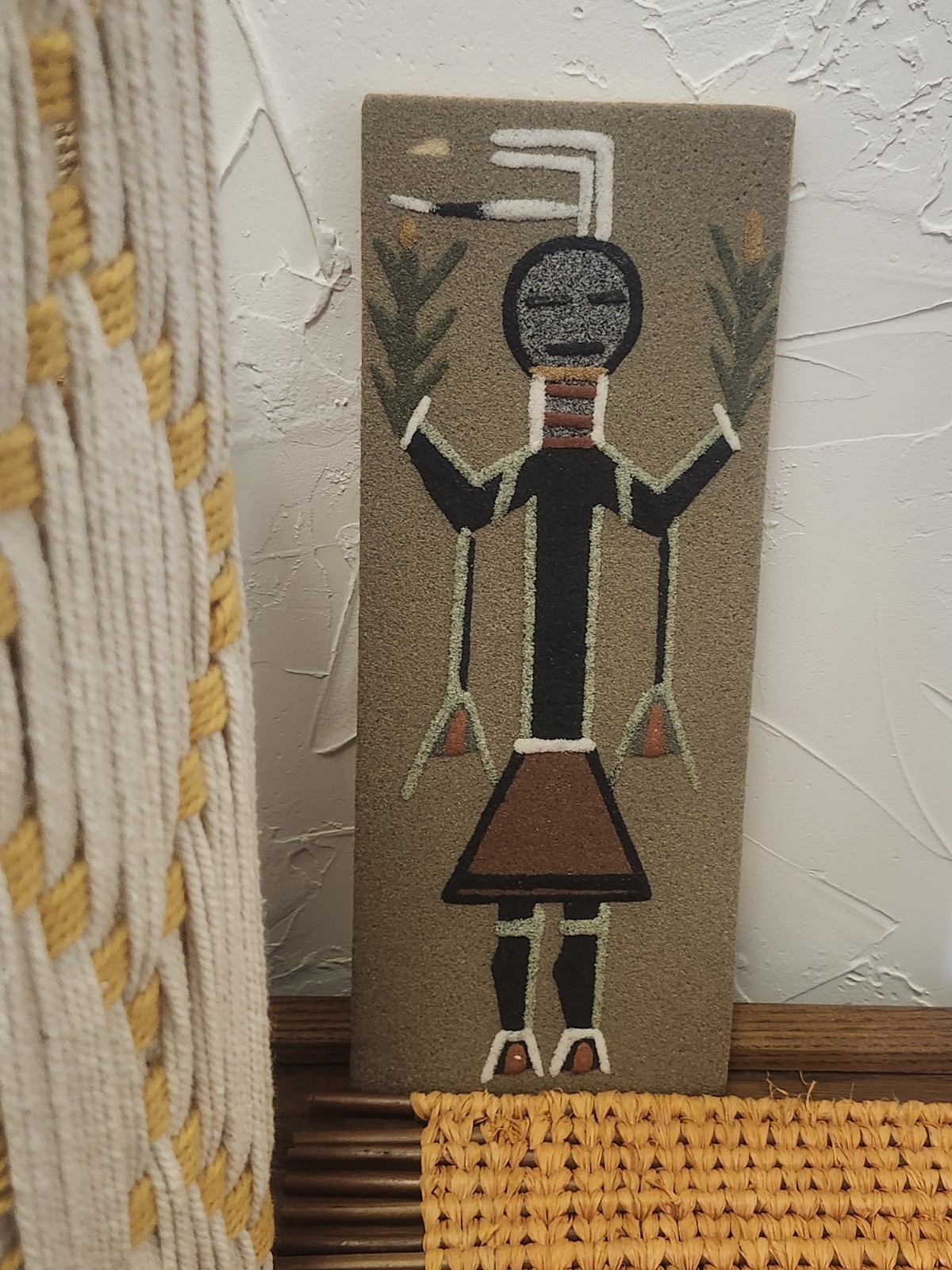 Vintage 1971 Navajo Sand Painting Gods of the Night Chant Yei Deity 4\