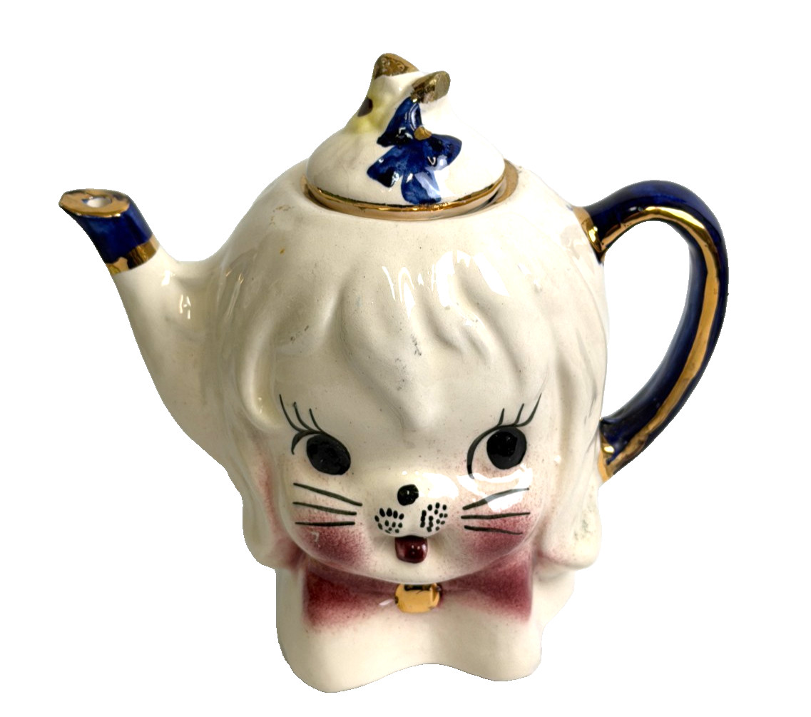 RARE Vintage Lefton Mr. Toodles Maltese Tea Pot w/ Lid Dog Kitschy Pink Bow RARE Vintage Lefton Mr. Toodles Maltese Tea Pot w/ Lid Dog Kitschy Pink Bow